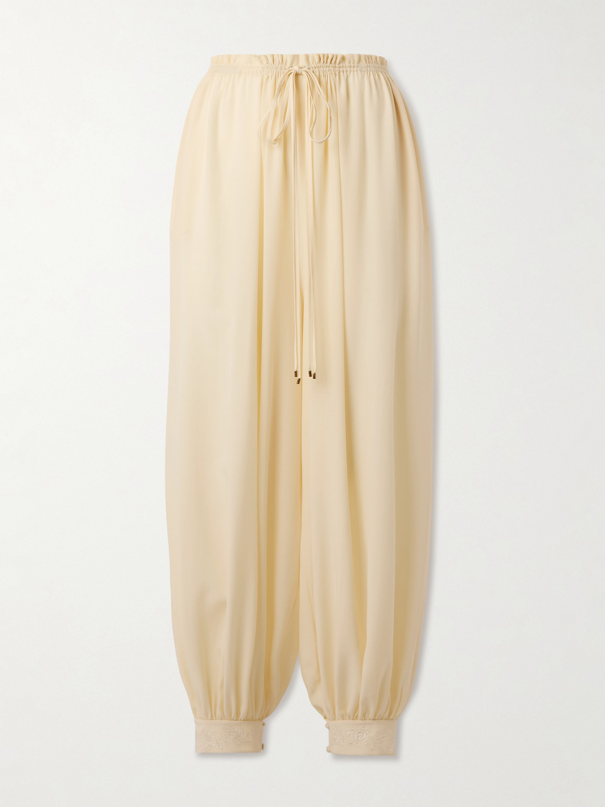 Chloé Embroidered Silk Tapered Pants