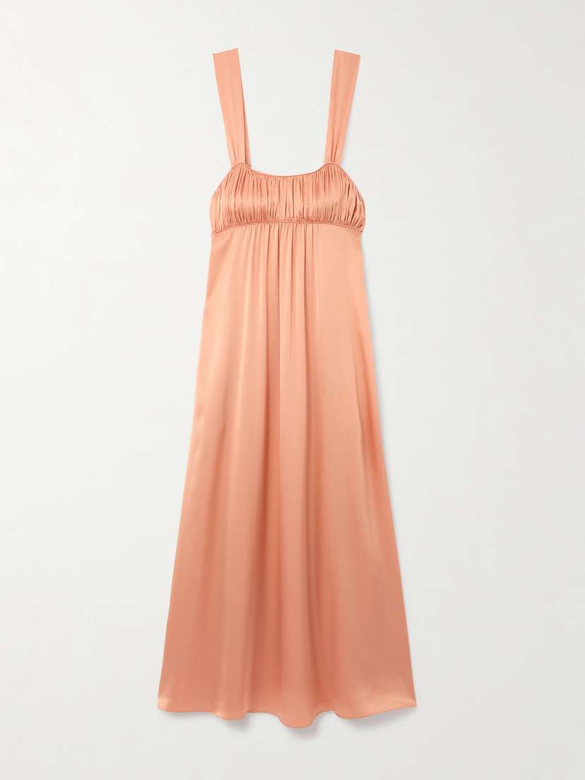 Chloé Gathered Silk-satin Midi Dress