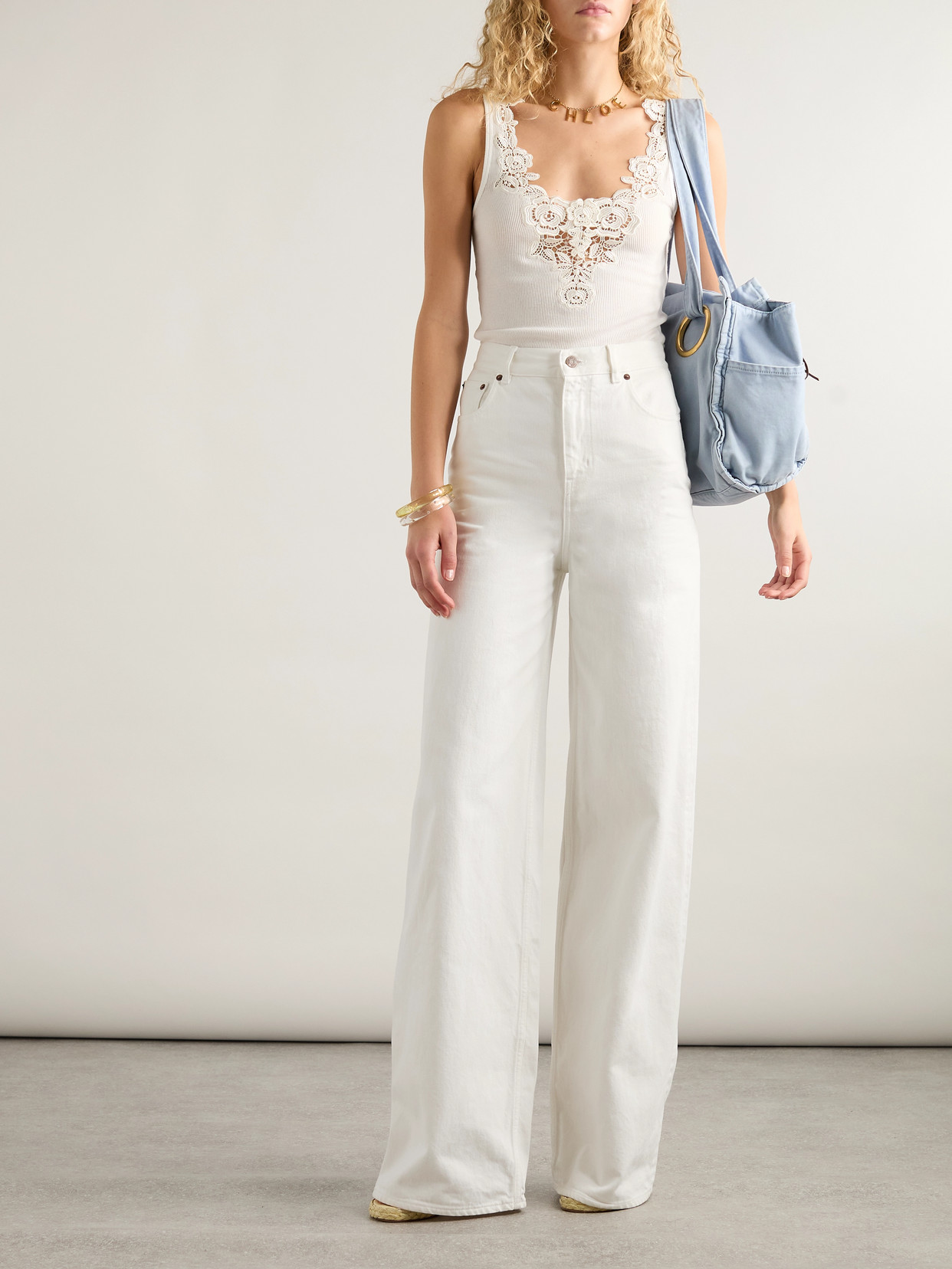 Shop Chloé High-rise Wide-leg Jeans