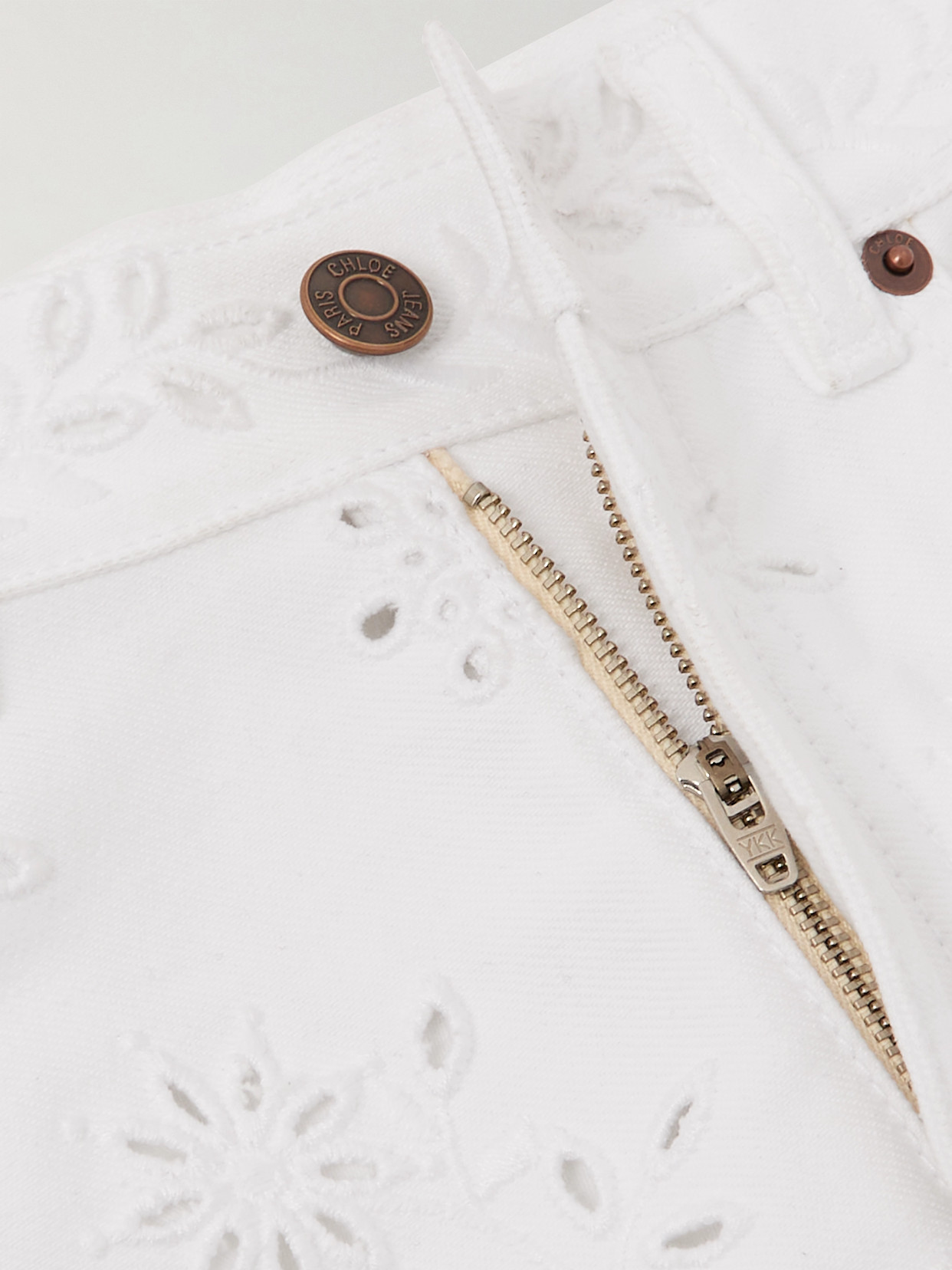 Chloé High-rise Straight-leg Broderie Anglaise Organic Jeans In White