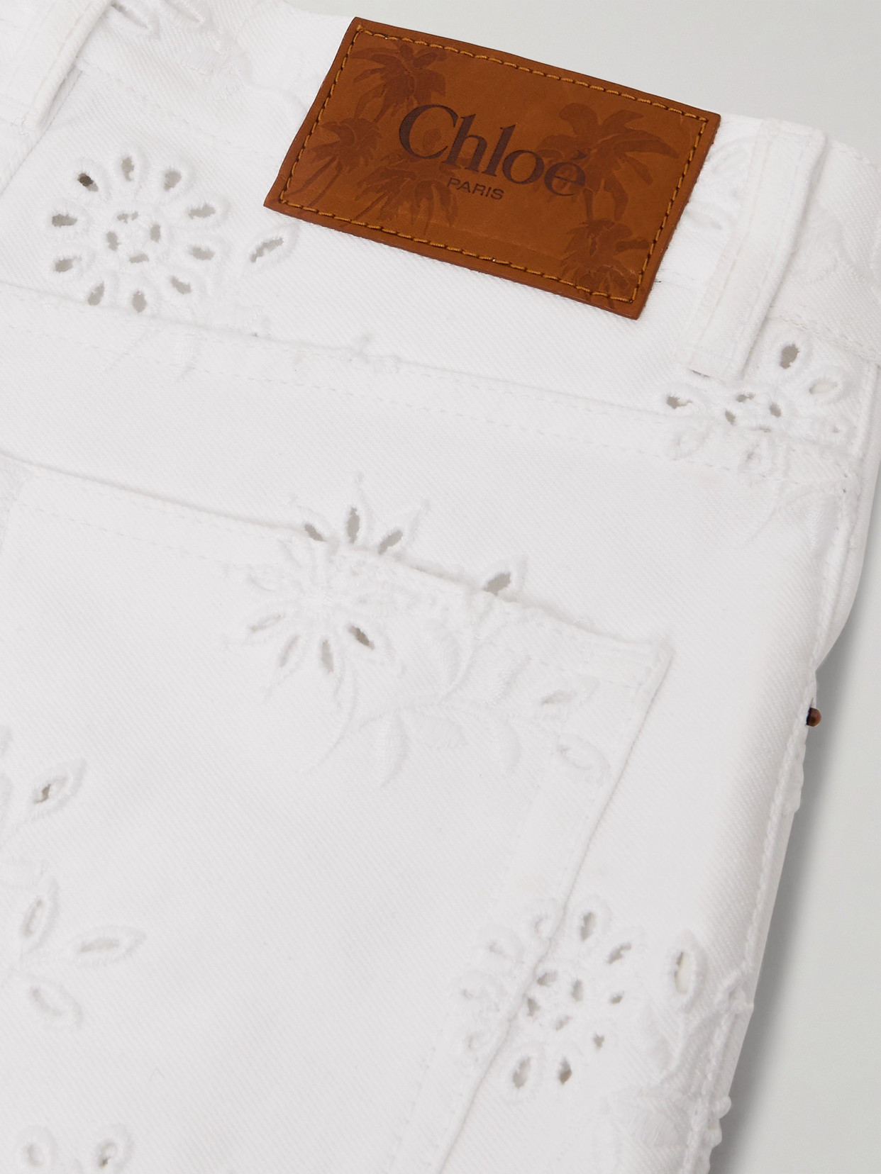 Chloé High-rise Straight-leg Broderie Anglaise Organic Jeans In White