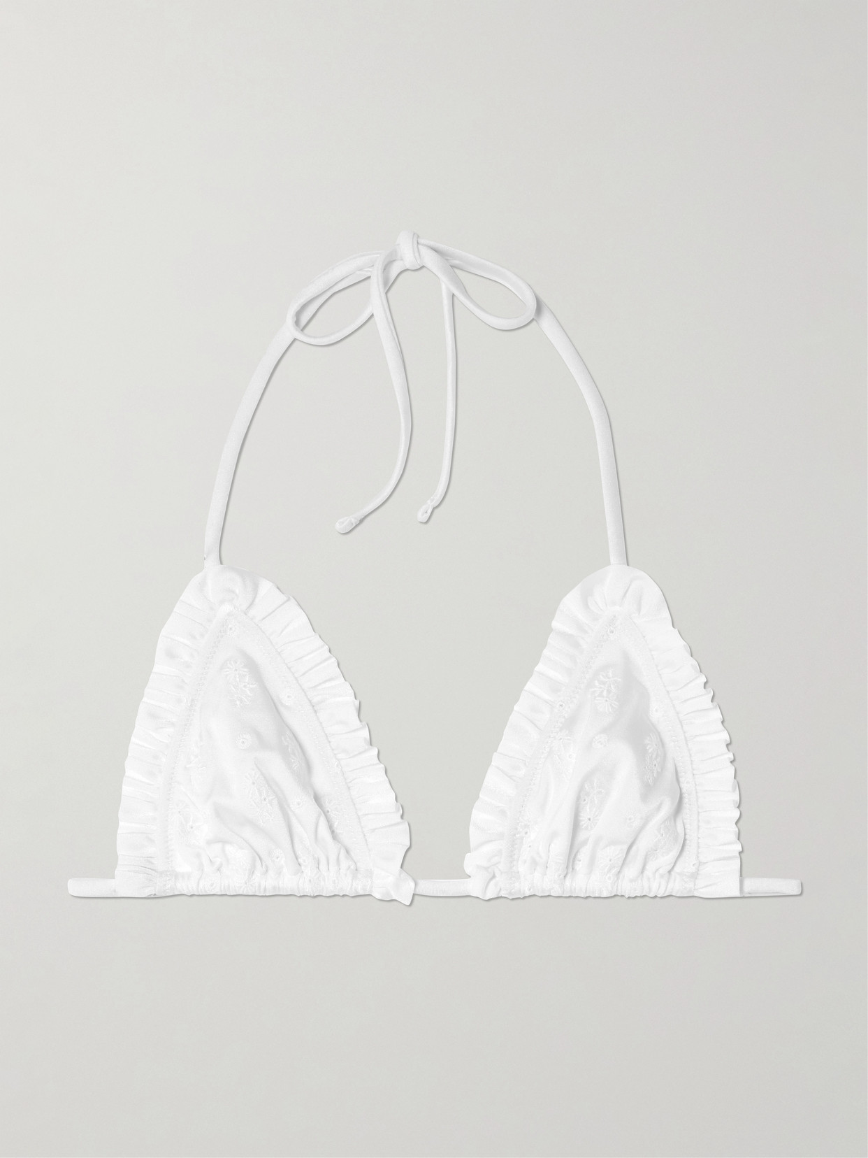 Chloé Ruffled Broderie Anglaise Triangle Bikini Top In Animal Print