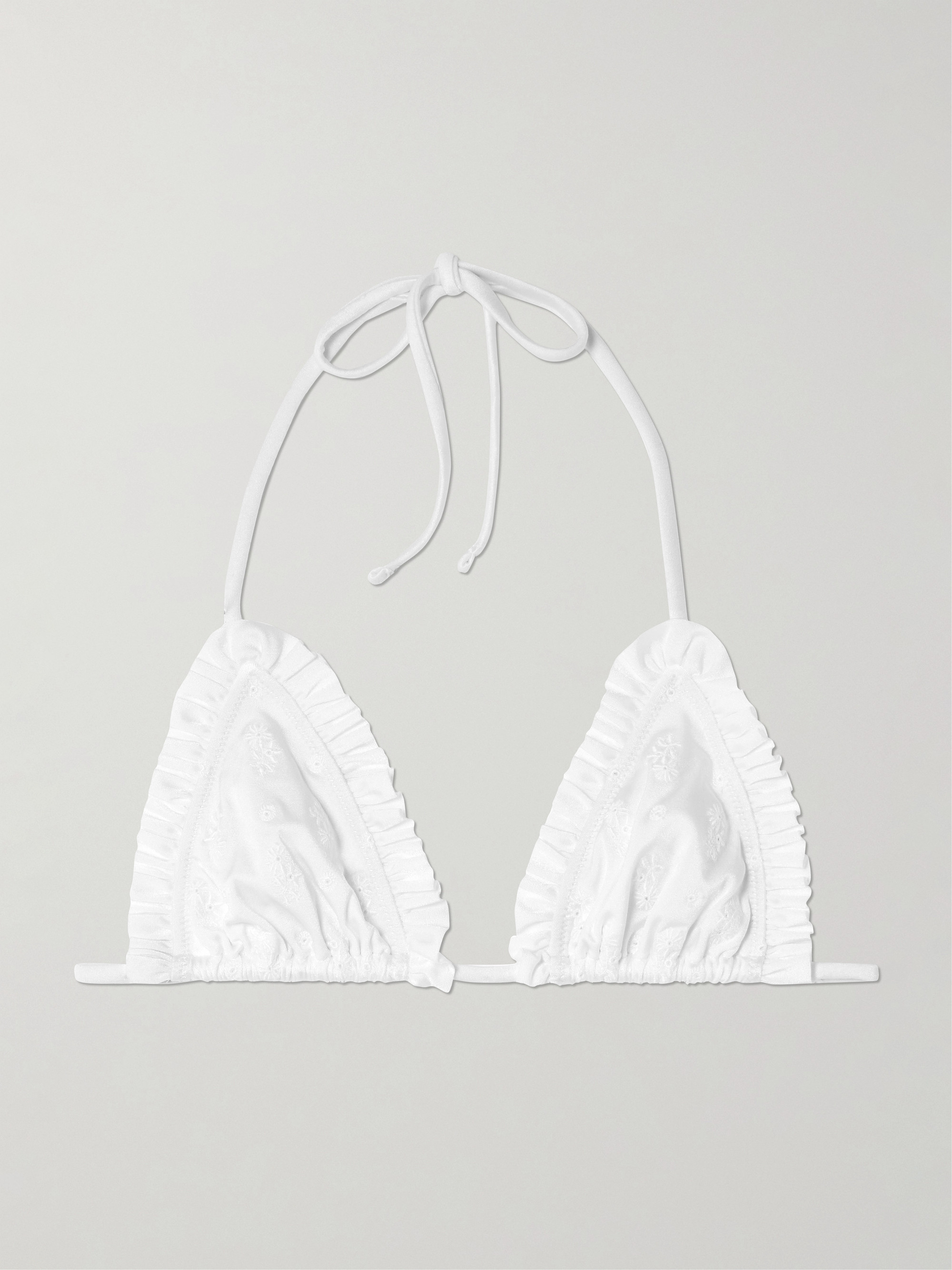 Chloé Ruffled broderie anglaise triangle bikini top thumbnail