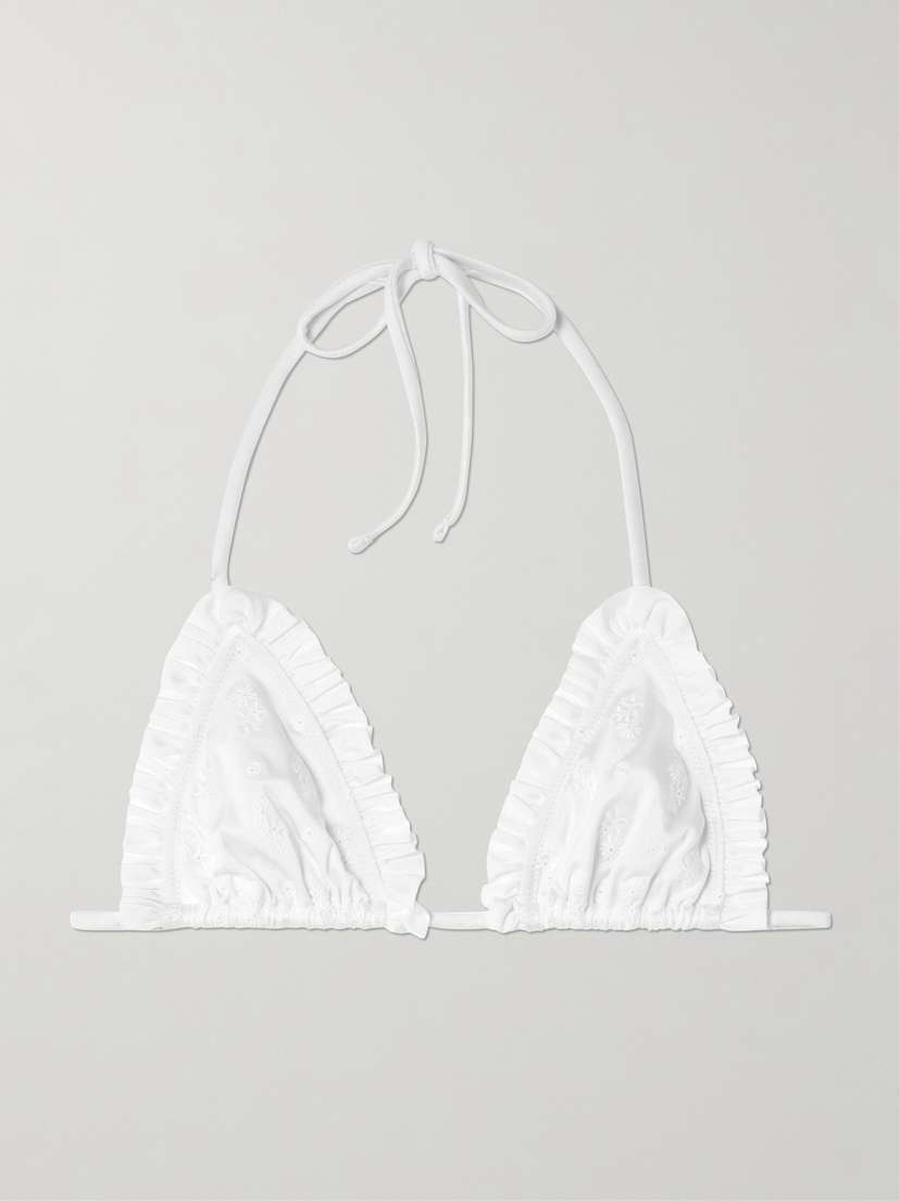Chloé Ruffled Broderie Anglaise Triangle Bikini Top