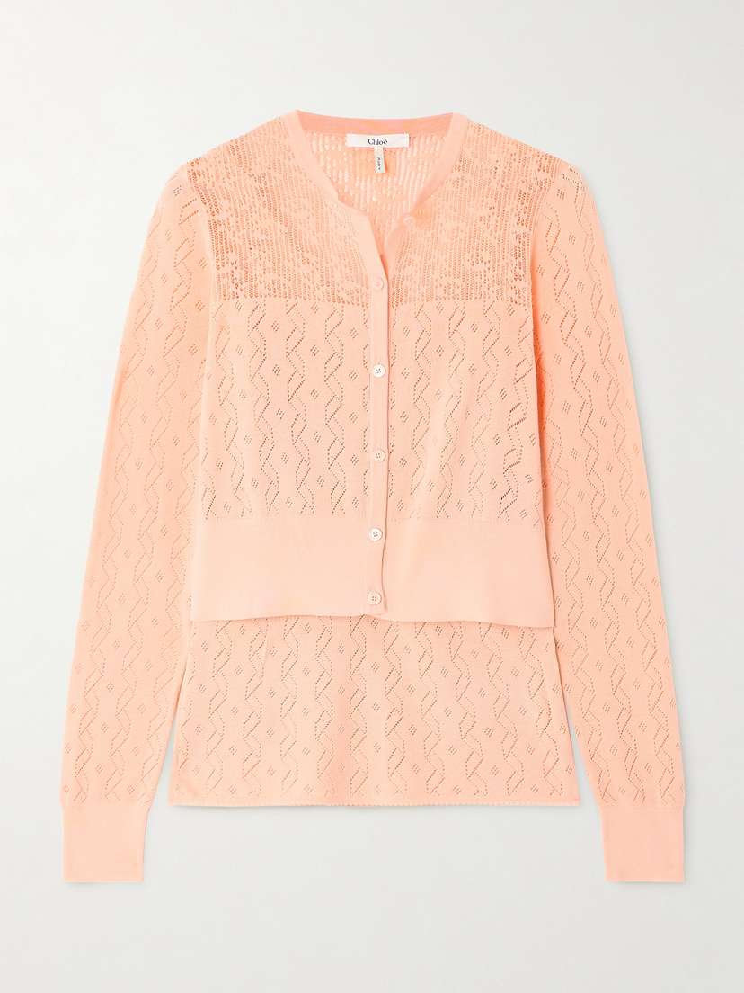 Chloé Pointelle-knit Cotton Tank And Cardigan Set