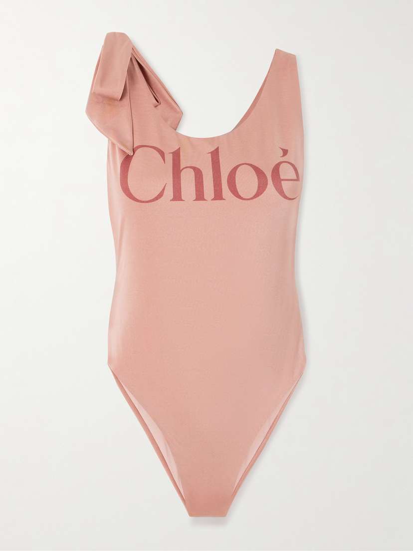 Chloé Tie-detailed Printed Swimsuit