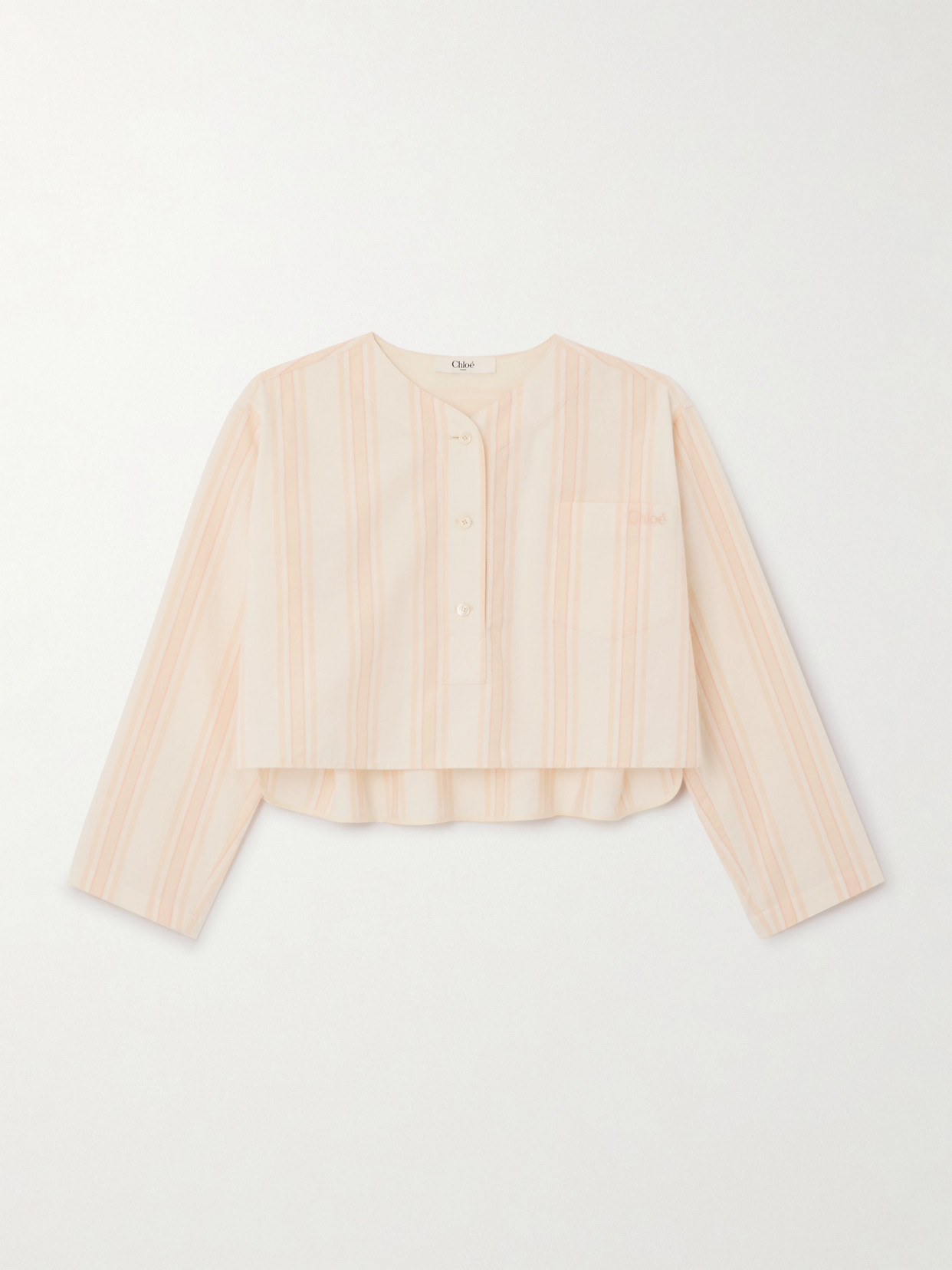 Chloé Cropped Striped Cotton-poplin Shirt