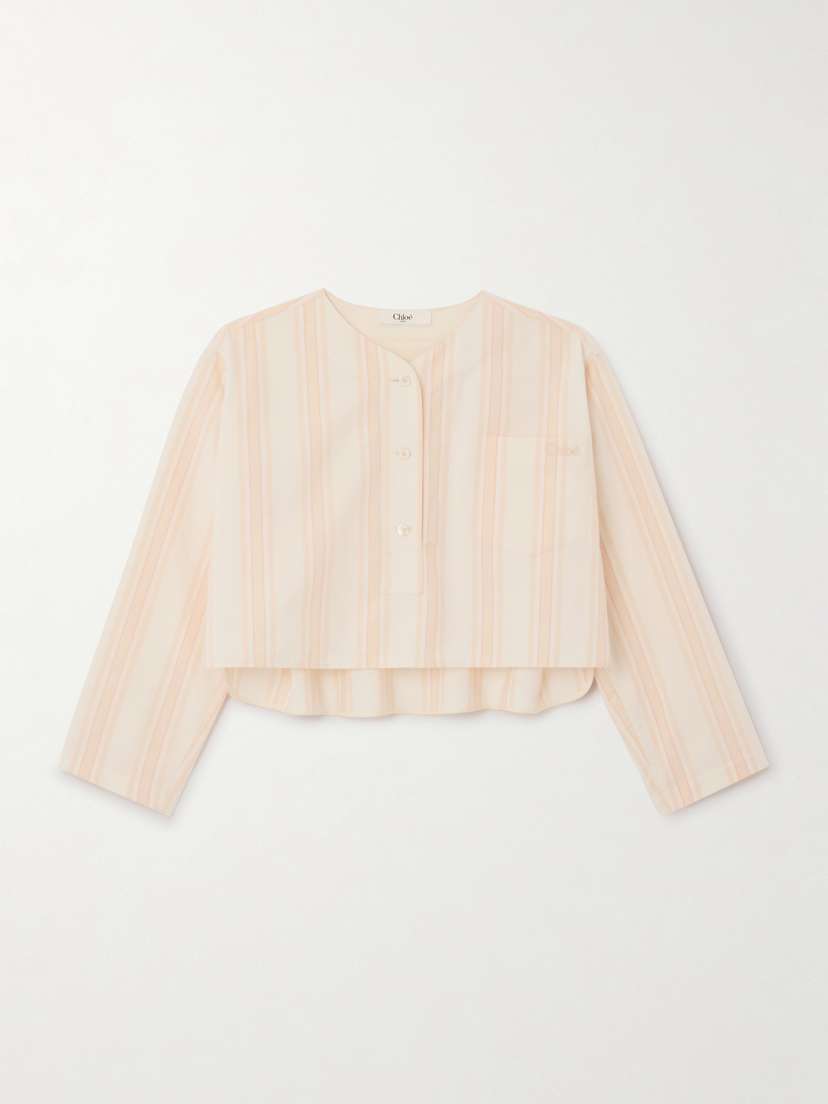 Chloé Cropped Striped Cotton-poplin Shirt