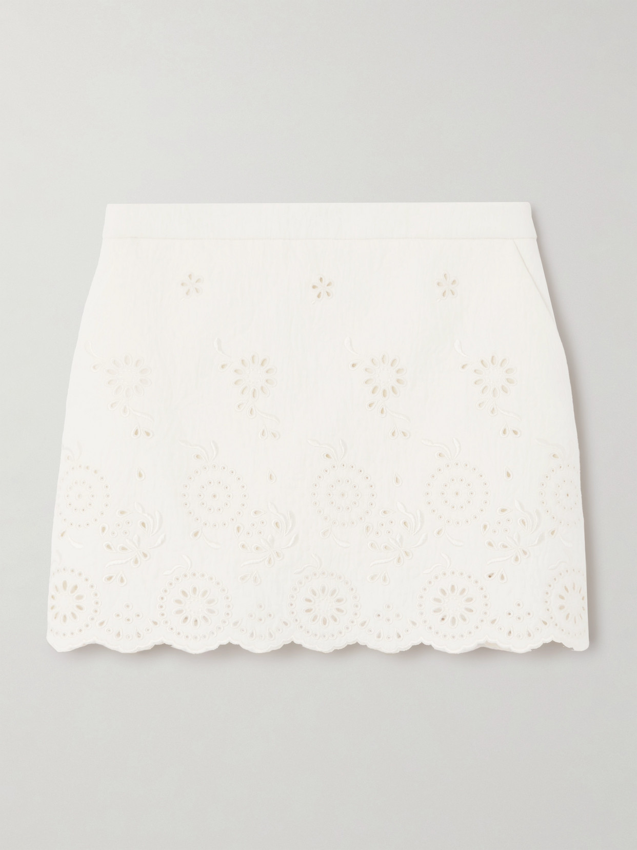 Chloé Mini Jupe Festonnée En Coton Mélangé Femme Blanc Taille 40 100% Coton In White