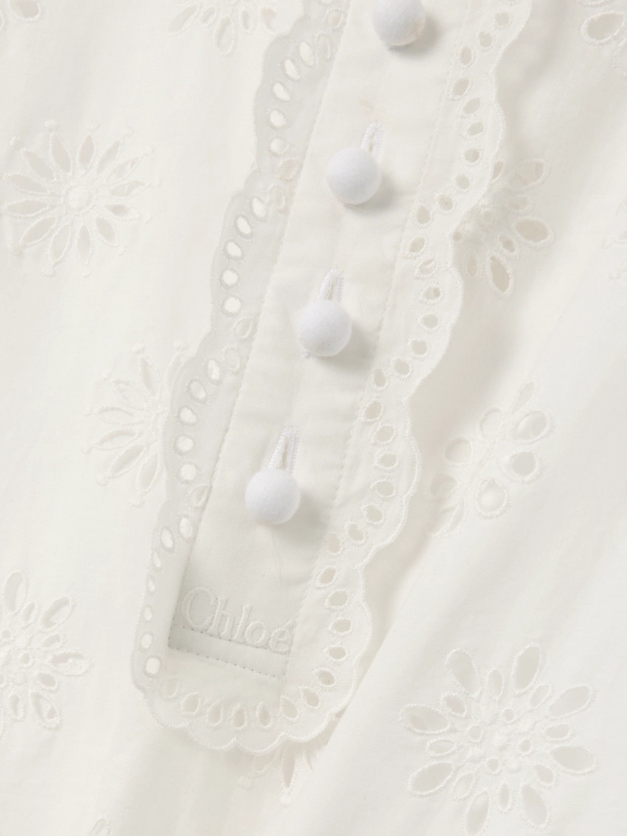 Chloé Scalloped Broderie Anglaise Cotton-blend Mini Dress In White