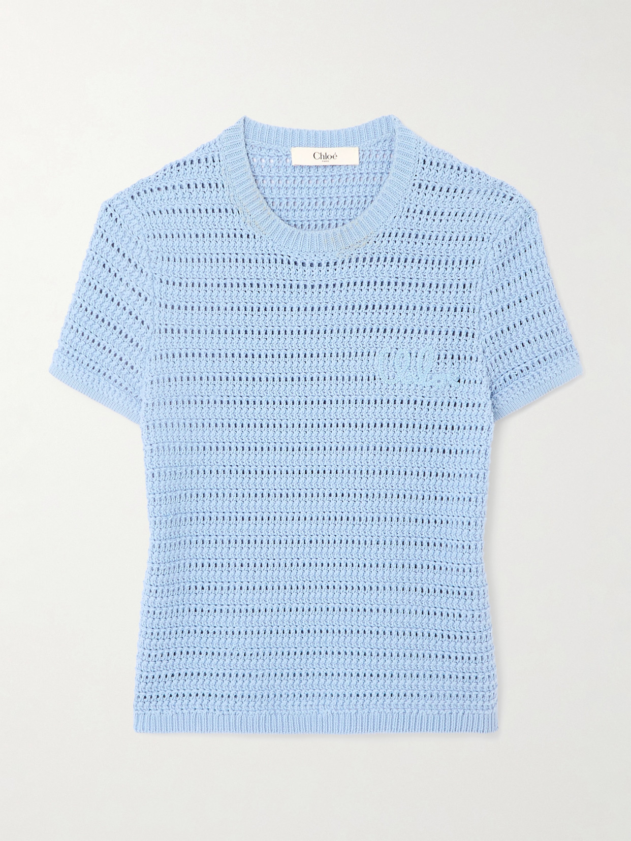 Chloé Embroidered Crocheted Cotton T-shirt