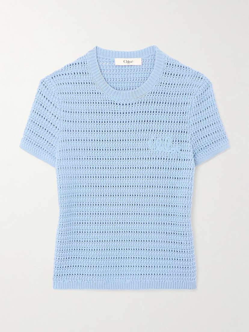 Chloé Embroidered Crocheted Cotton T-shirt