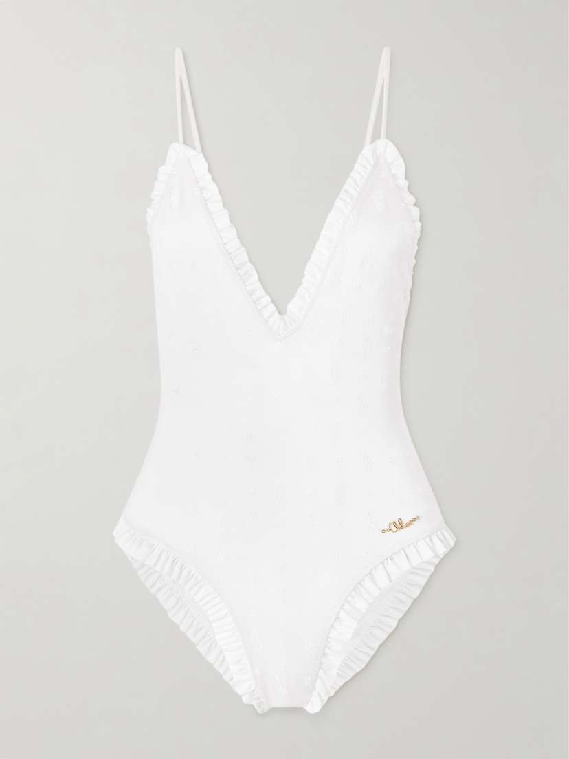 Chloé Ruffled Broderie Anglaise Swimsuit