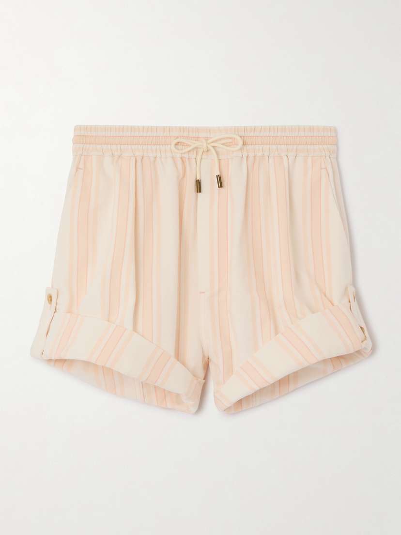 Chloé Striped Cotton-poplin Shorts