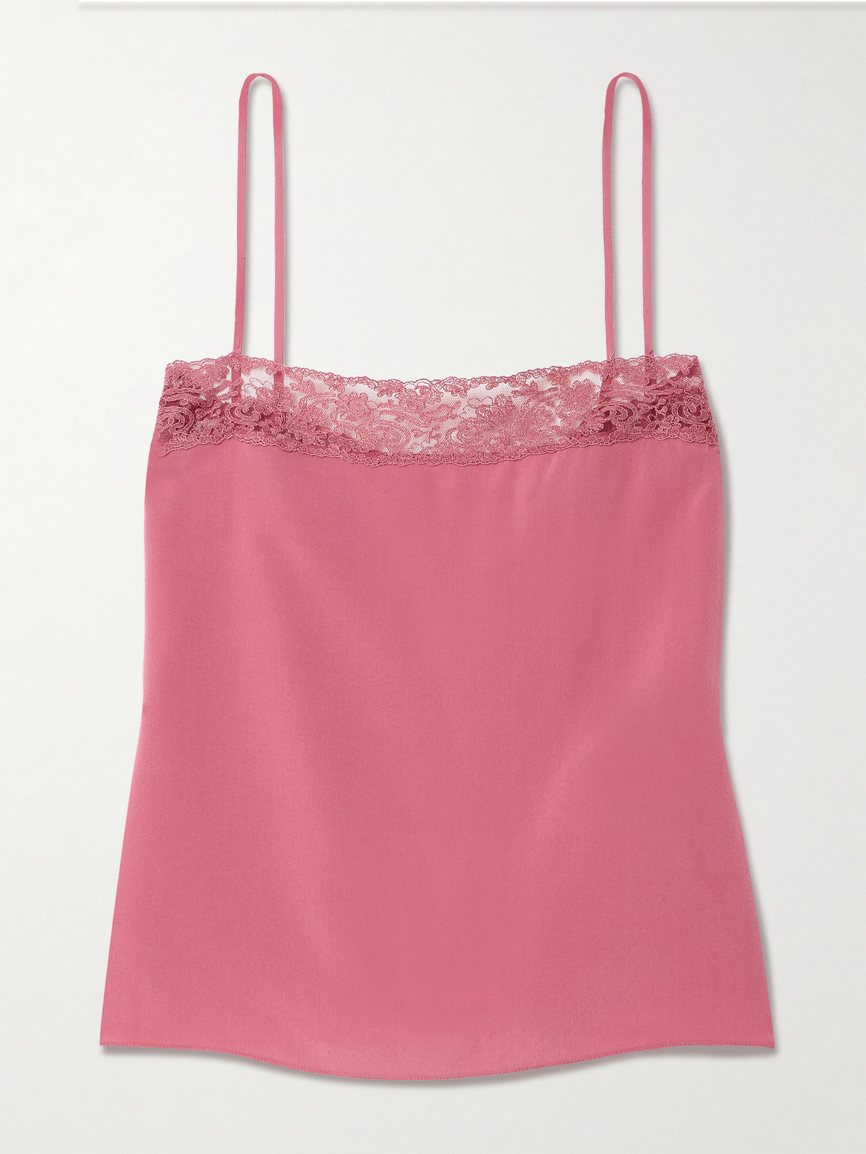 Chloé Lace-trimmed Silk-crepe Camisole In Pink