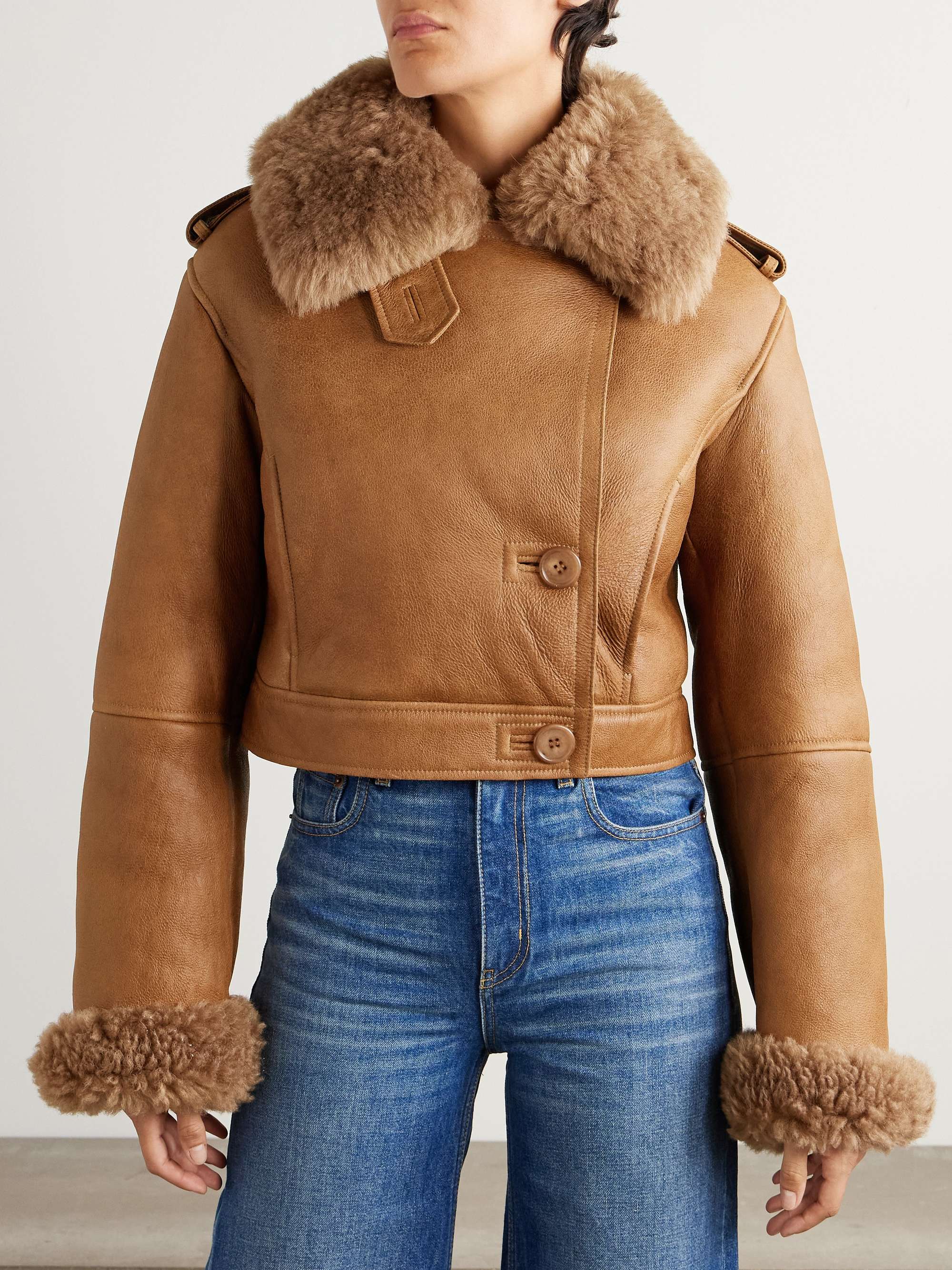 CHLOÉ Double-breasted shearling jacket | NET-A-PORTER
