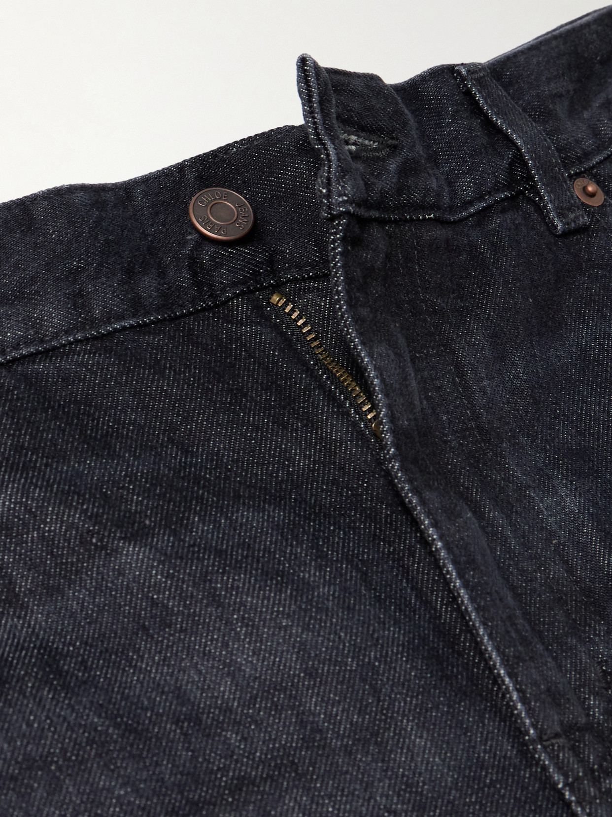 Chloé Leather-trimmed High-rise Wide-leg Jeans