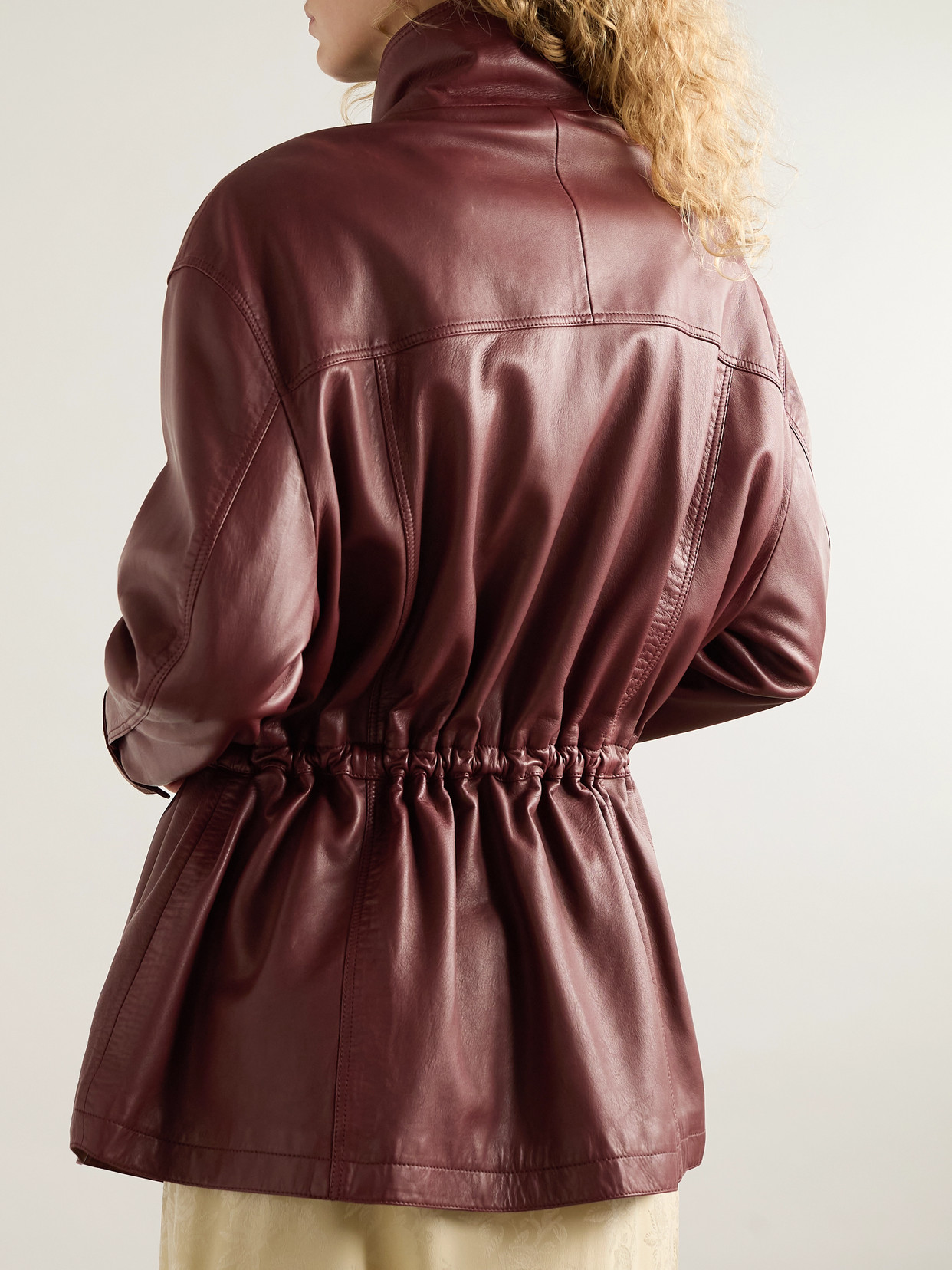 Chloé Leather Jacket In Burgundy