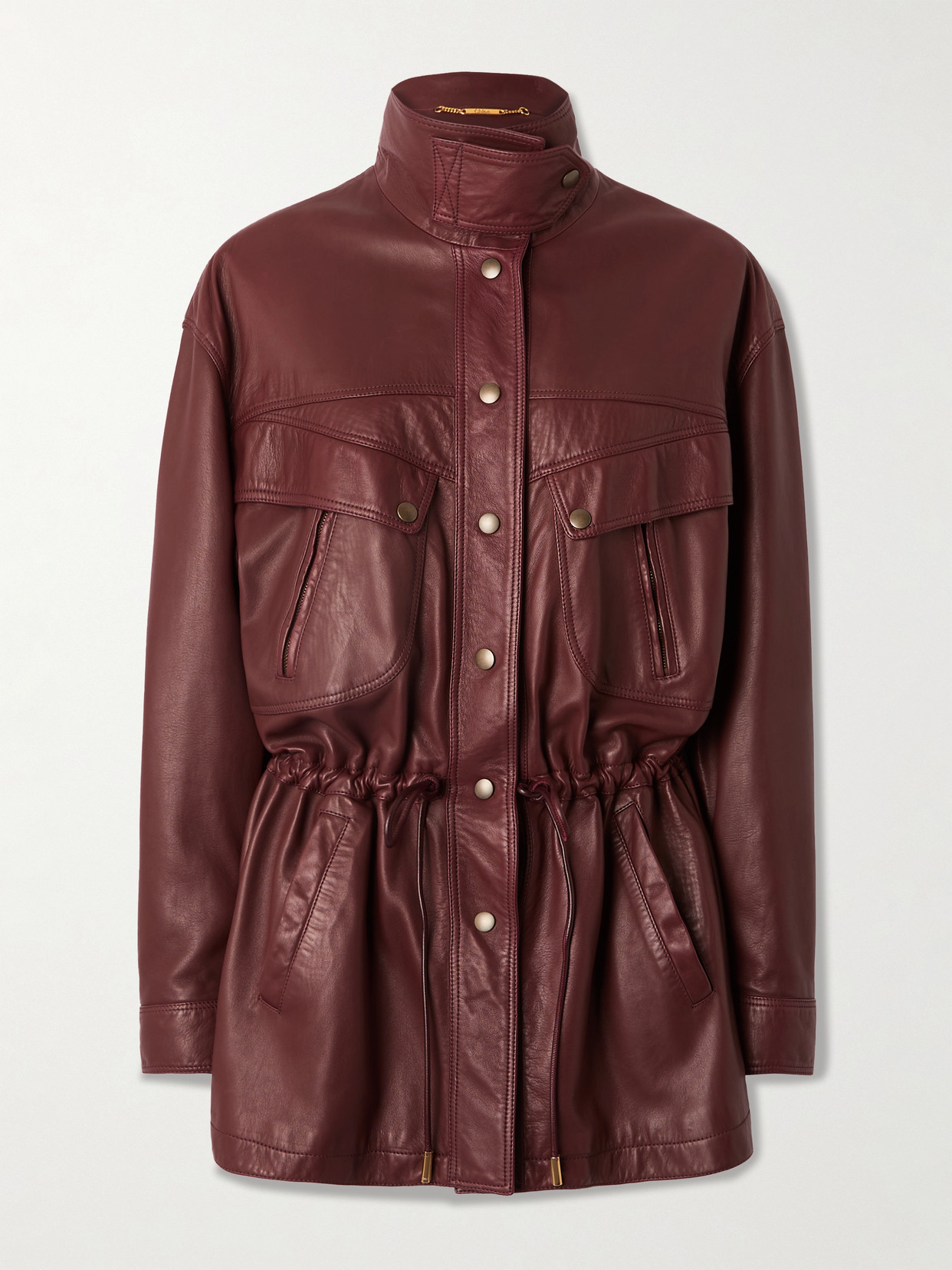 Chloé Leather Jacket In Burgundy