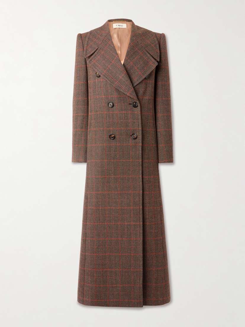 Chloé Double-breasted Checked Wool Coat