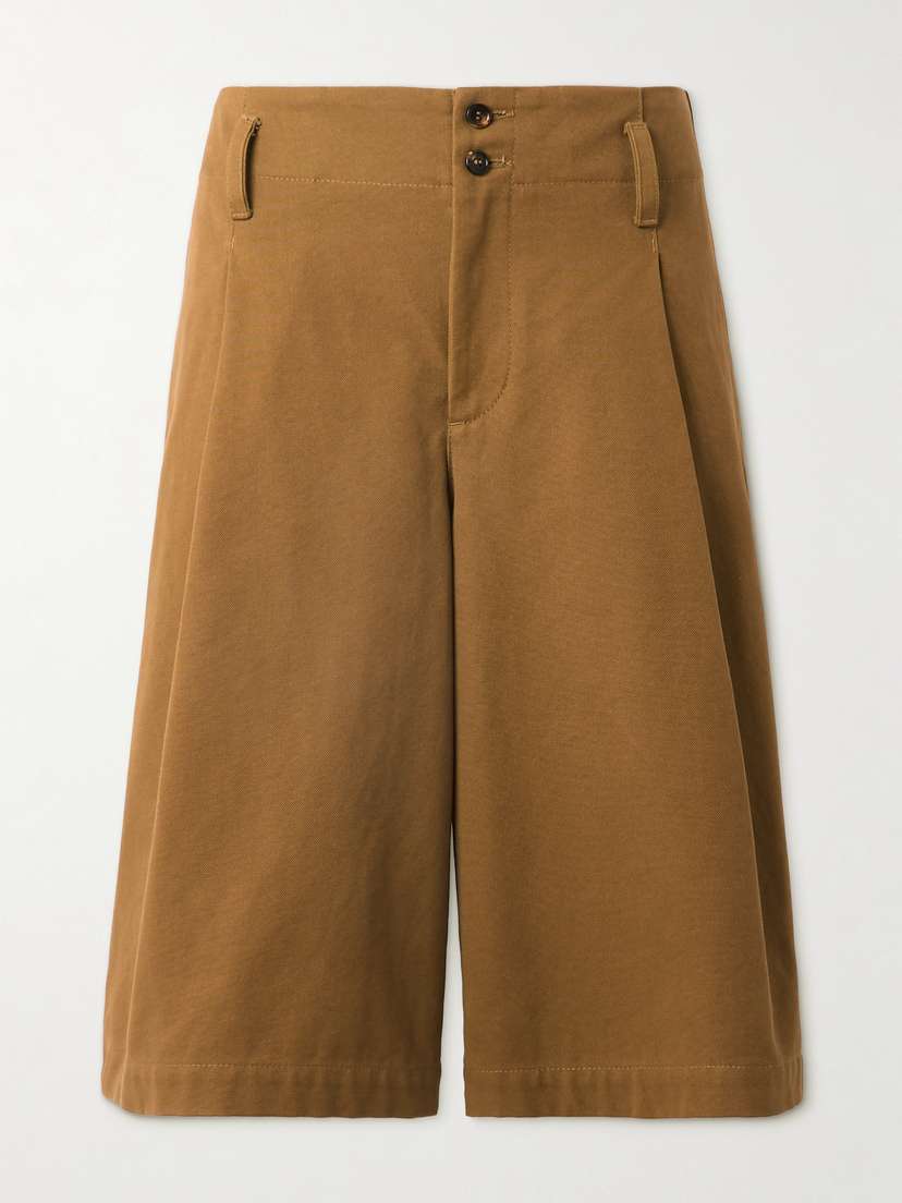 Chloé Pleated Cotton-canvas Shorts