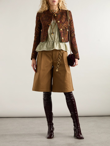 Chloé Pleated cotton-canvas shorts
