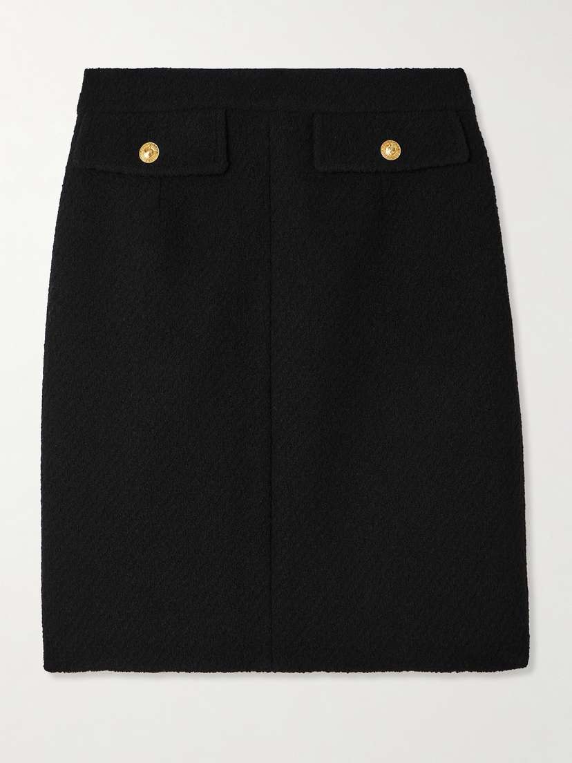 Chloé Button-embellished Wool-blend Bouclé Mini Skirt