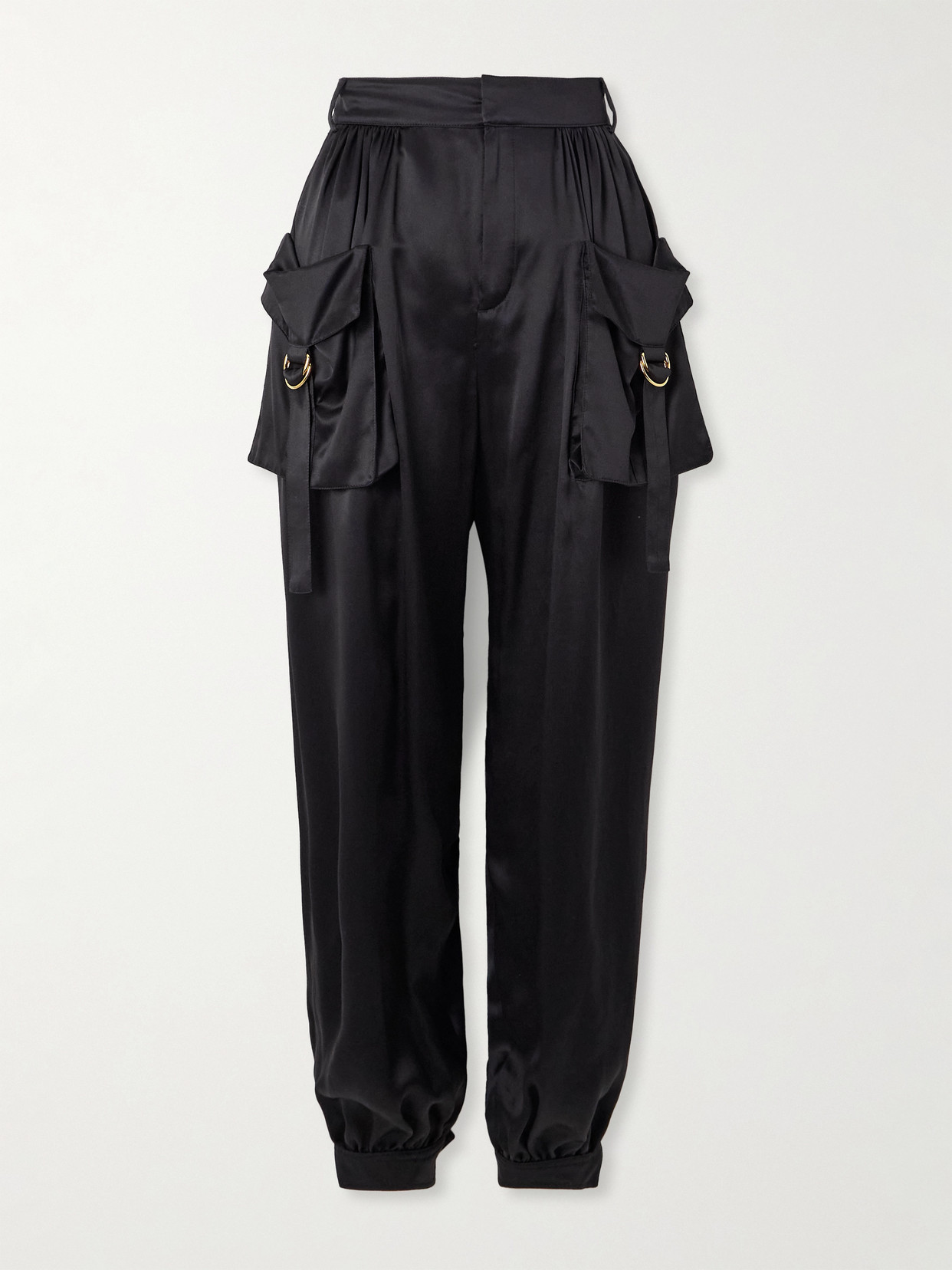 Chloé Embellished Pleated Silk-satin Tapered Pants