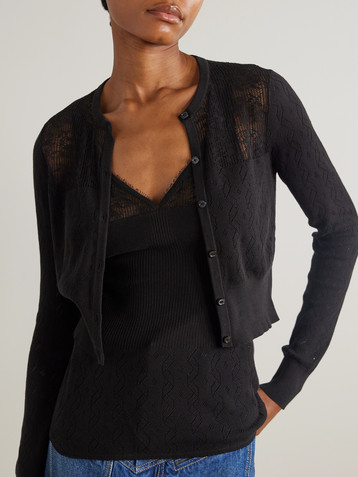 Chloé Pointelle-knit cotton tank and cardigan set