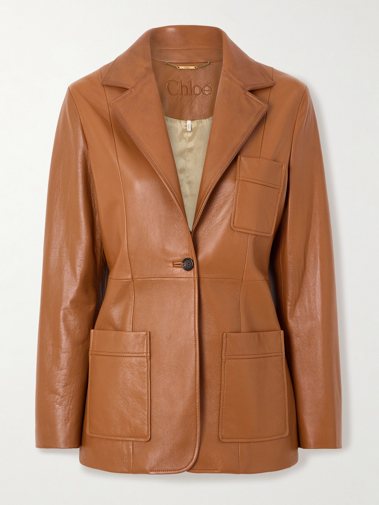 Chloé Paneled Leather Jacket In Brown