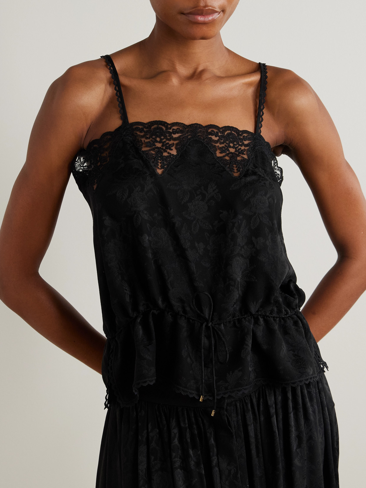 Chloé Lace-trimmed Silk-jacquard Camisole