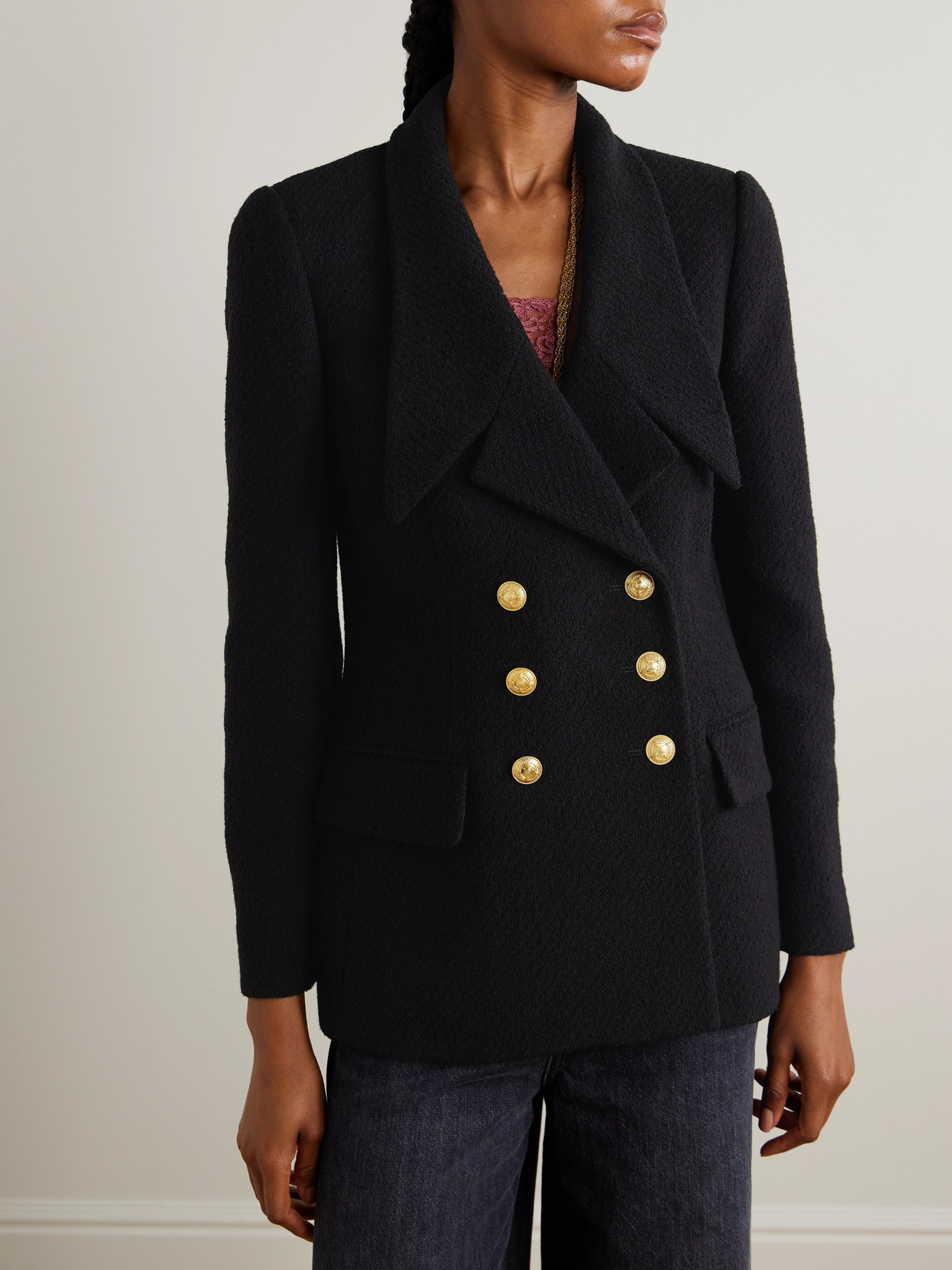 Chloé Cascade-lapel Double-breasted Boucle Jacket