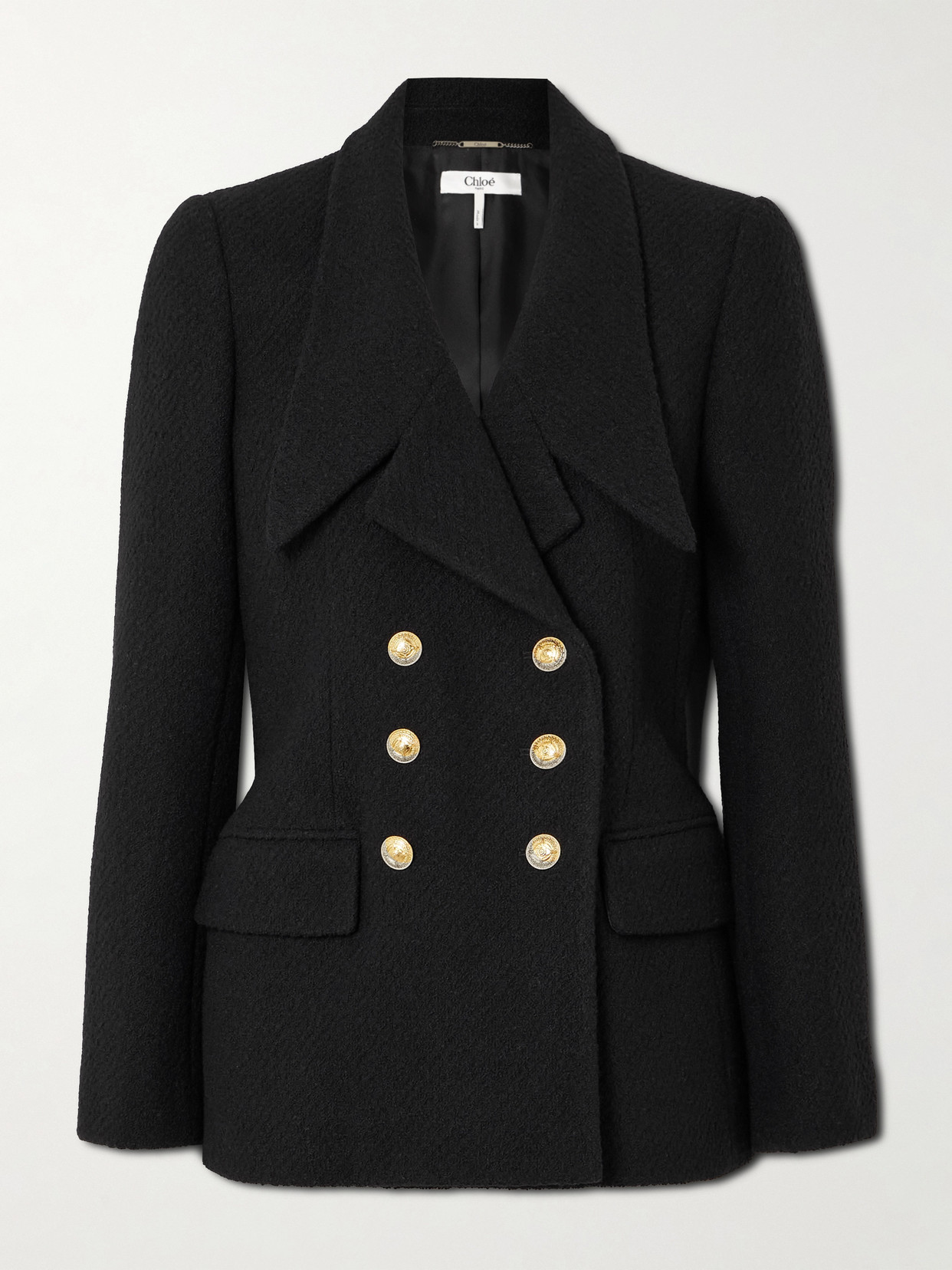 Chloé Cascade-lapel Double-breasted Boucle Jacket