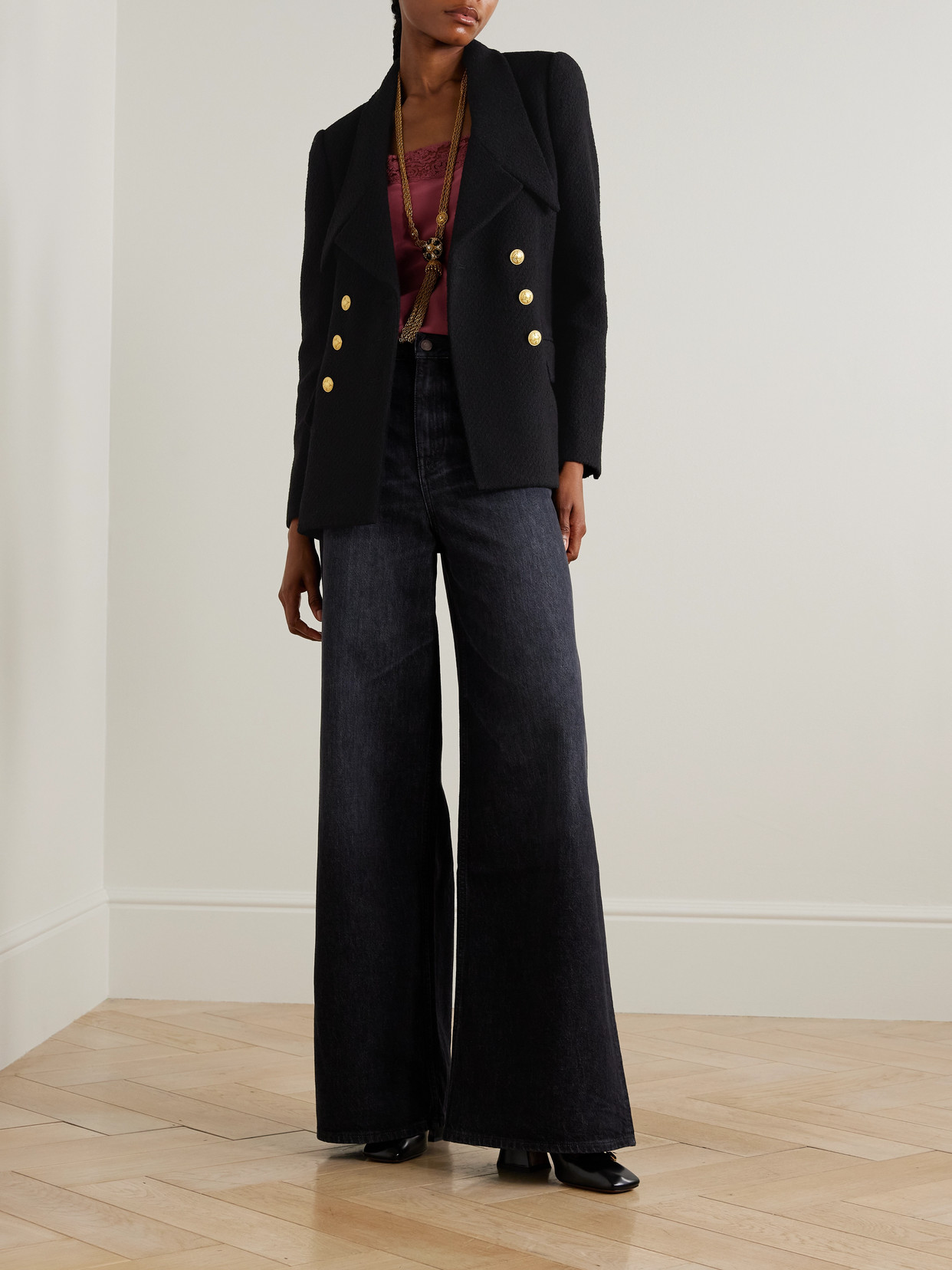 Chloé Cascade-lapel Double-breasted Boucle Jacket
