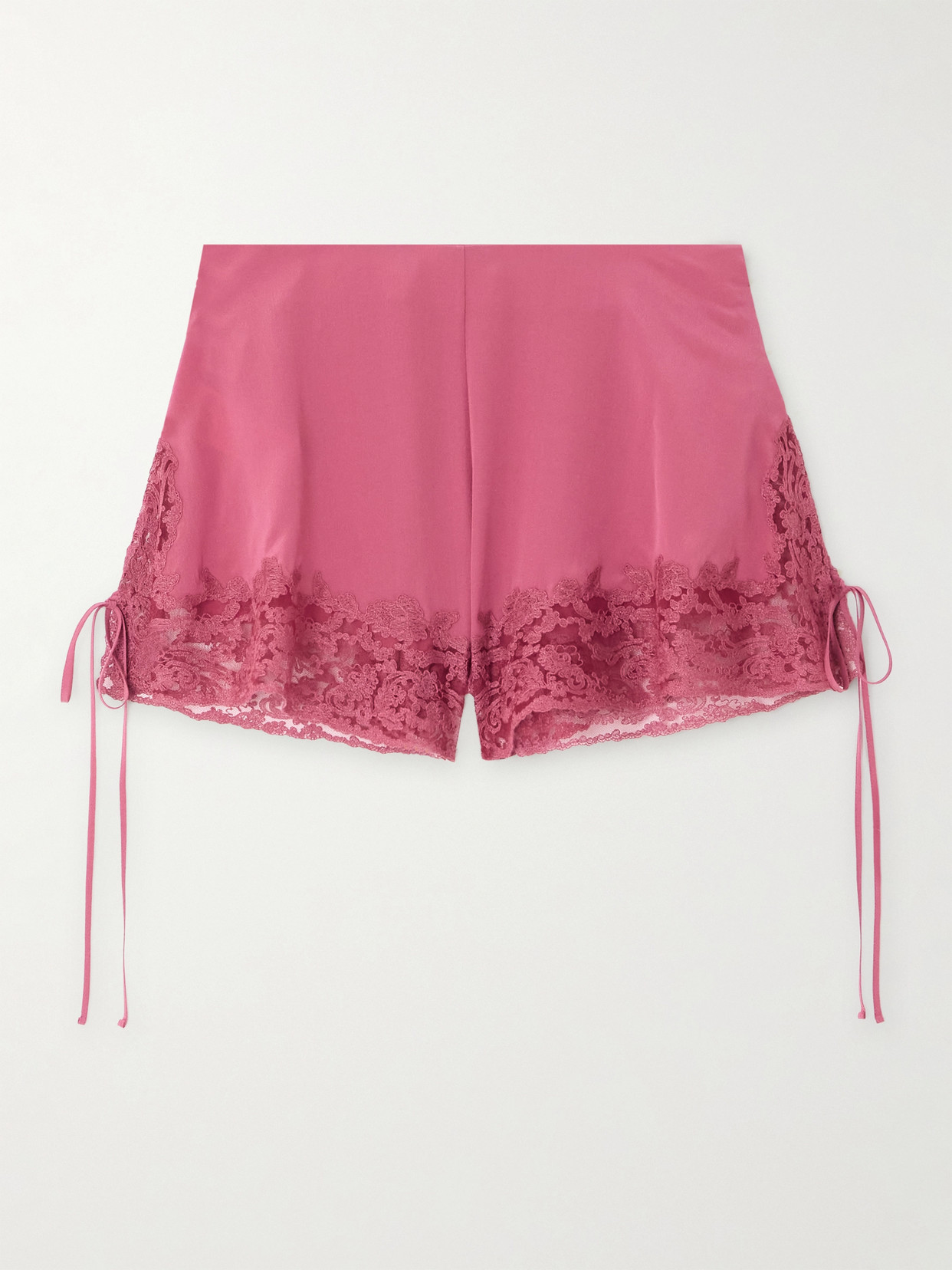 Chloé Lace-trimmed Organic Silk Crepe De Chine Shorts