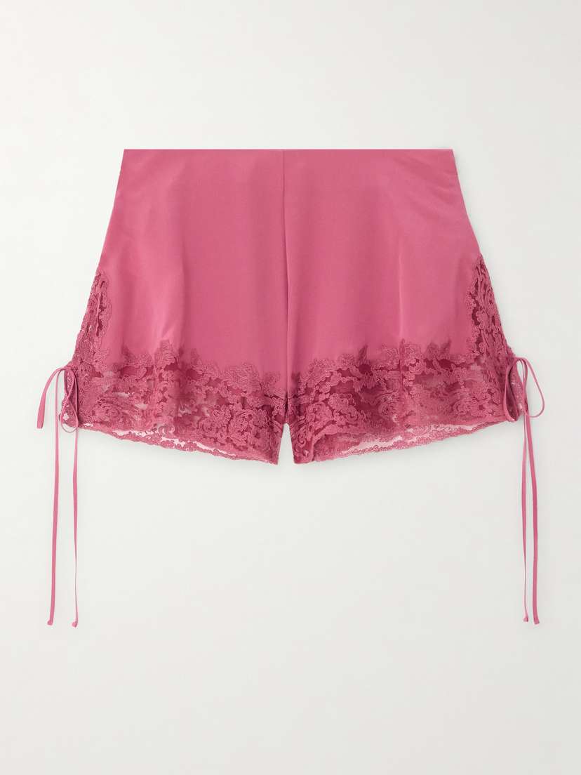 Chloé Lace-trimmed Organic Silk Crepe De Chine Shorts