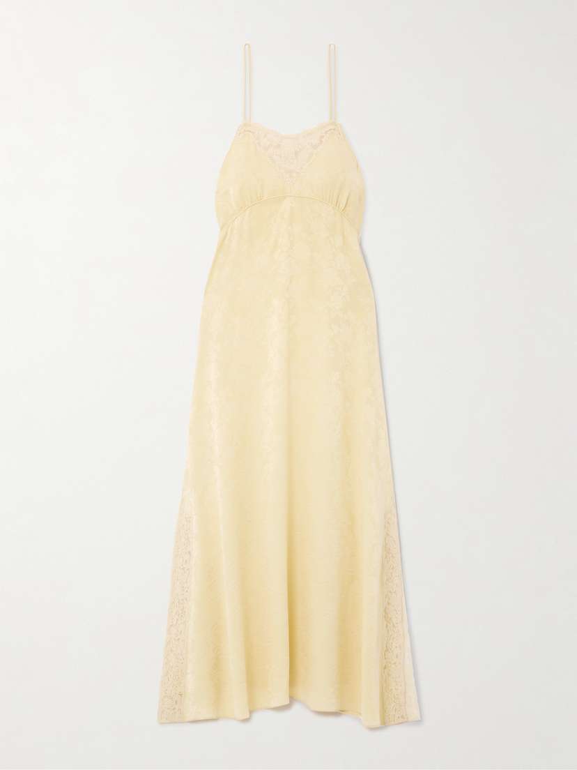 Chloé Lace-trimmed Floral-jacquard Silk Midi Dress