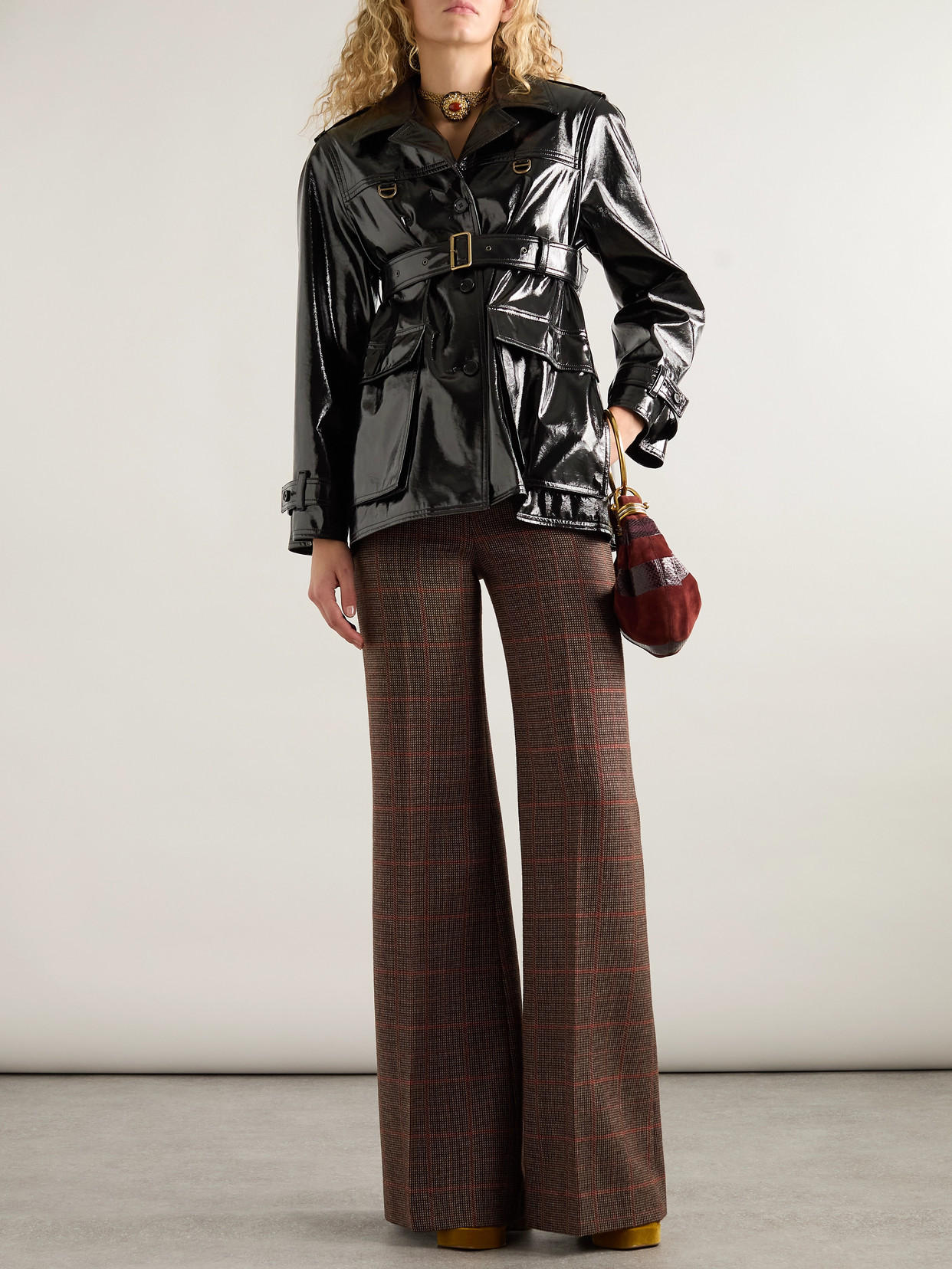 Chloé Belted Coated Cotton-canvas Jacket In Black