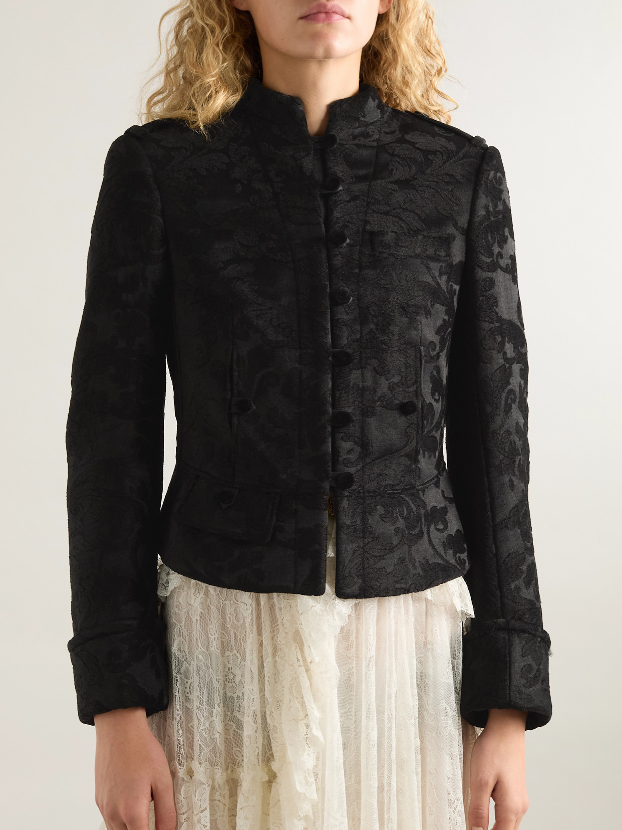 Chloé Velvet-jacquard Jacket In Black