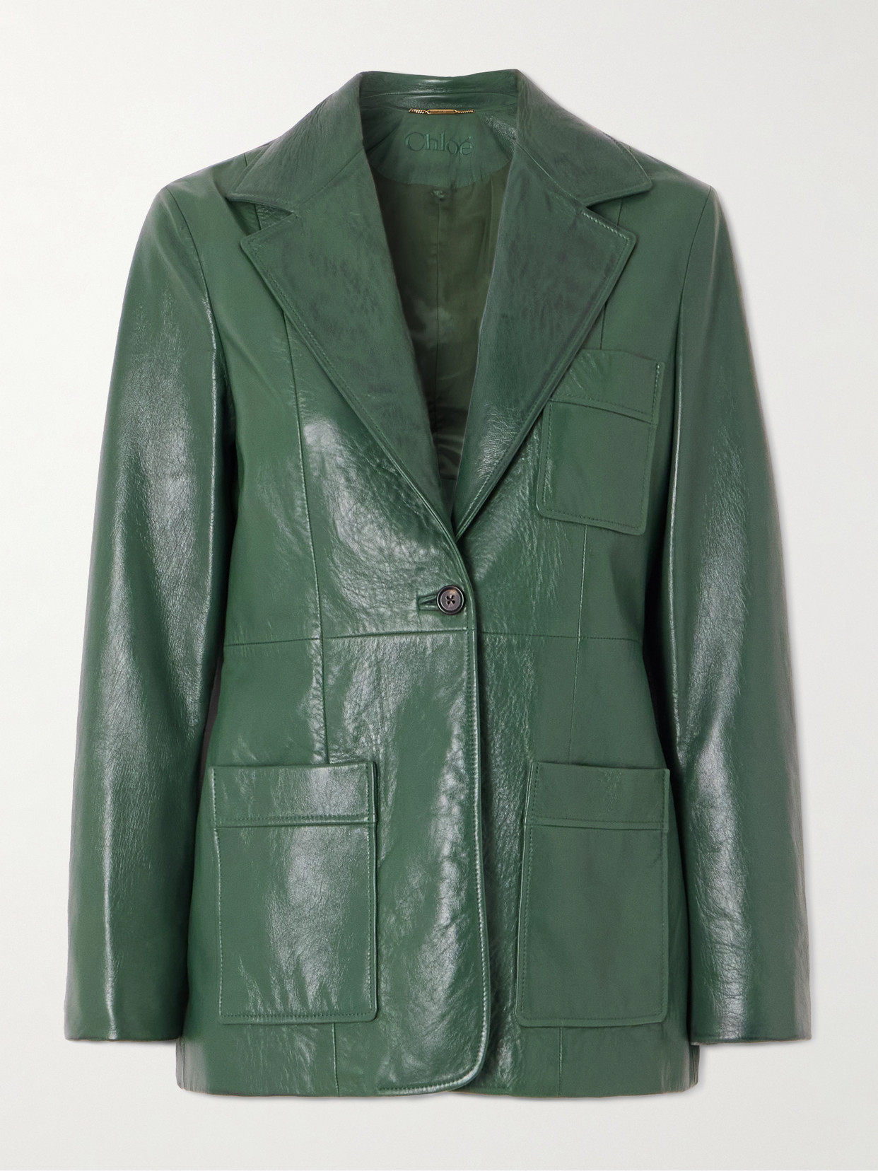 Chloé Tailored Leather Jacket In Green