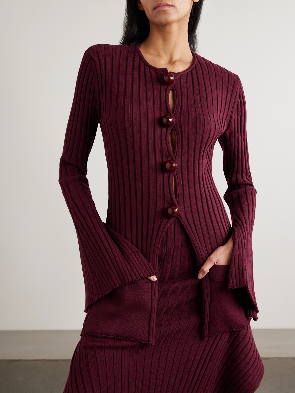 Stella Mccartney Ribbed Long Sleeved Cardigan
