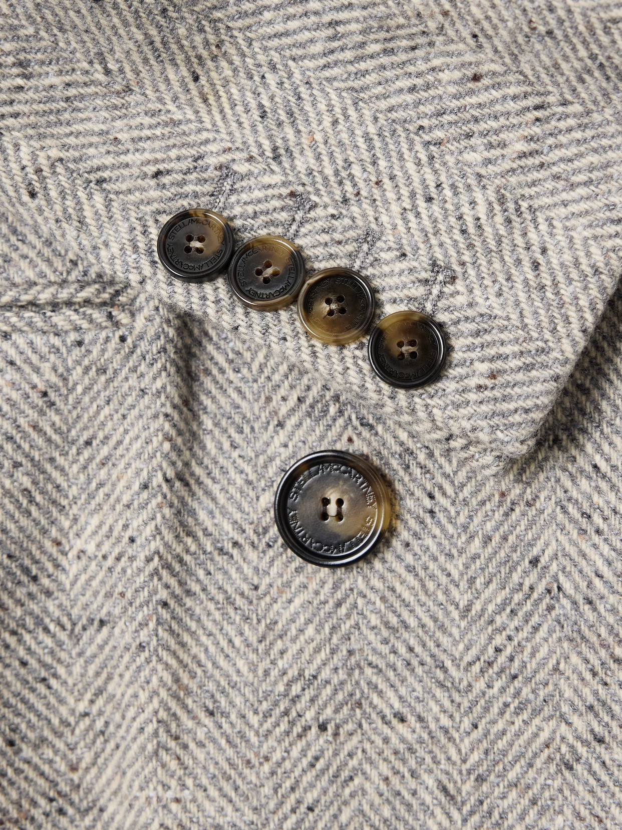 Stella Mccartney Double-breasted Herringbone Wool And Silk-blend Coat In Gray