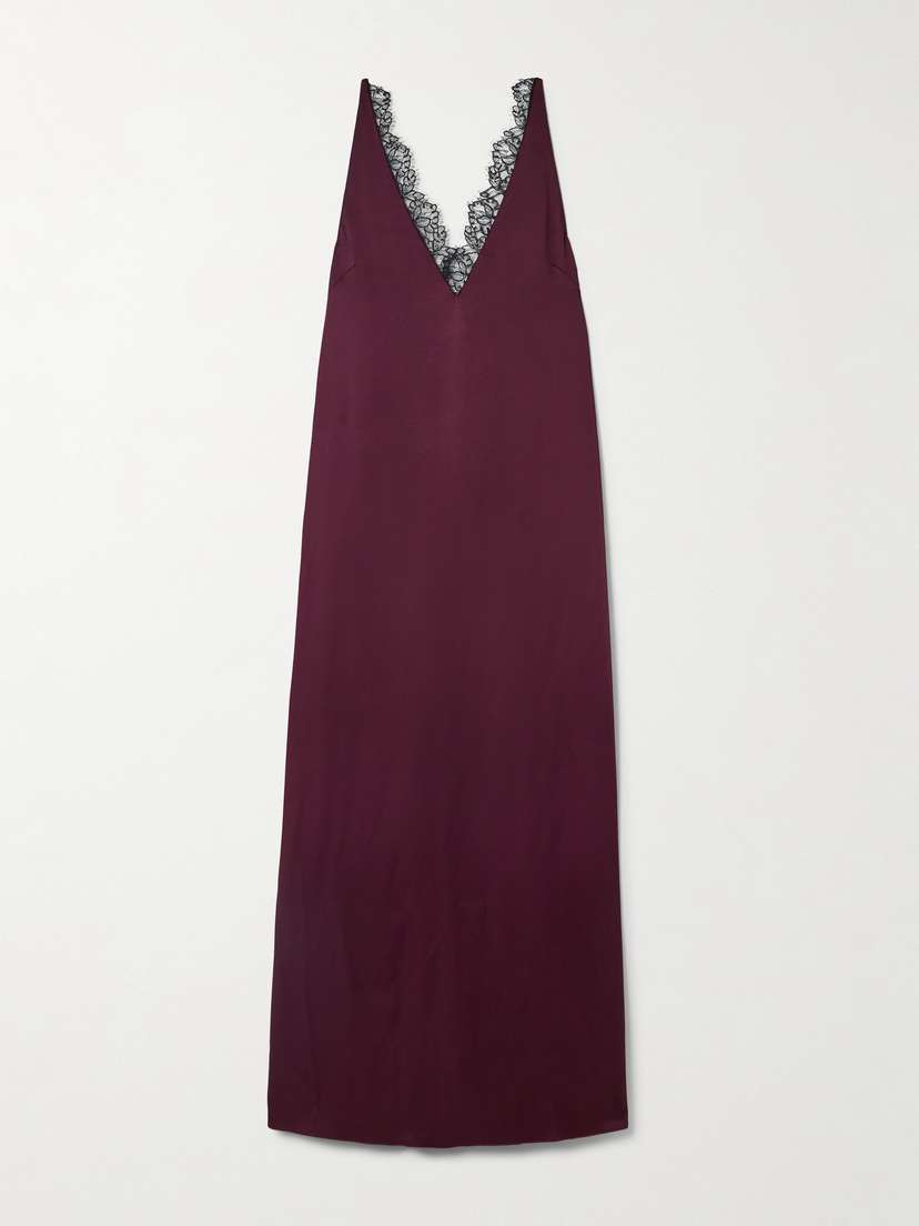 Stella McCartney Lace-trimmed Satin Midi Dress