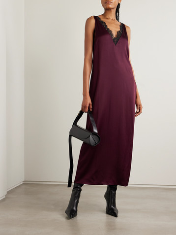 Stella McCartney Lace-trimmed satin midi dress