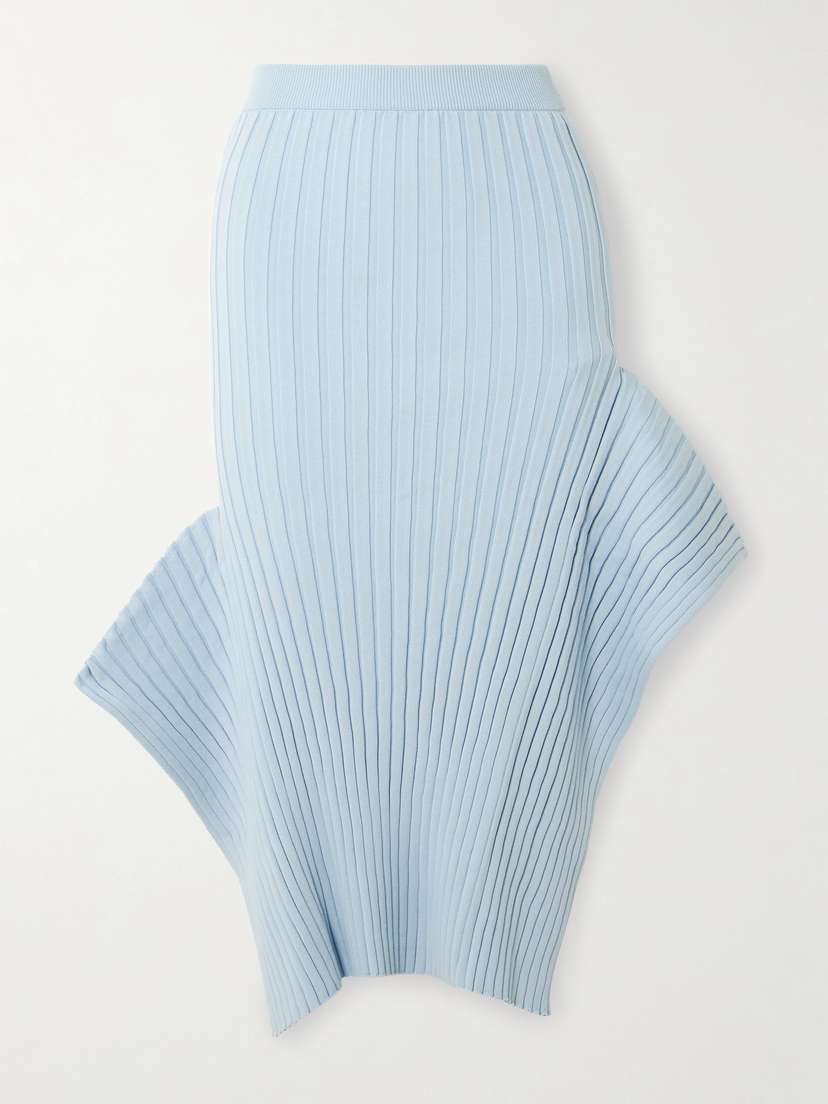 Stella McCartney Asymmetric Ribbed Organic Cotton Midi Skirt
