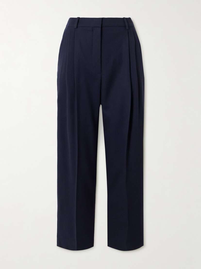 Stella McCartney Cropped Pleated Wool Tapered Pants
