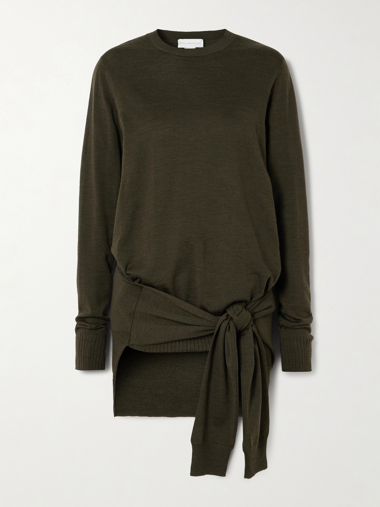 Stella McCartney - Tie-front Layered Wool Sweater - Army green