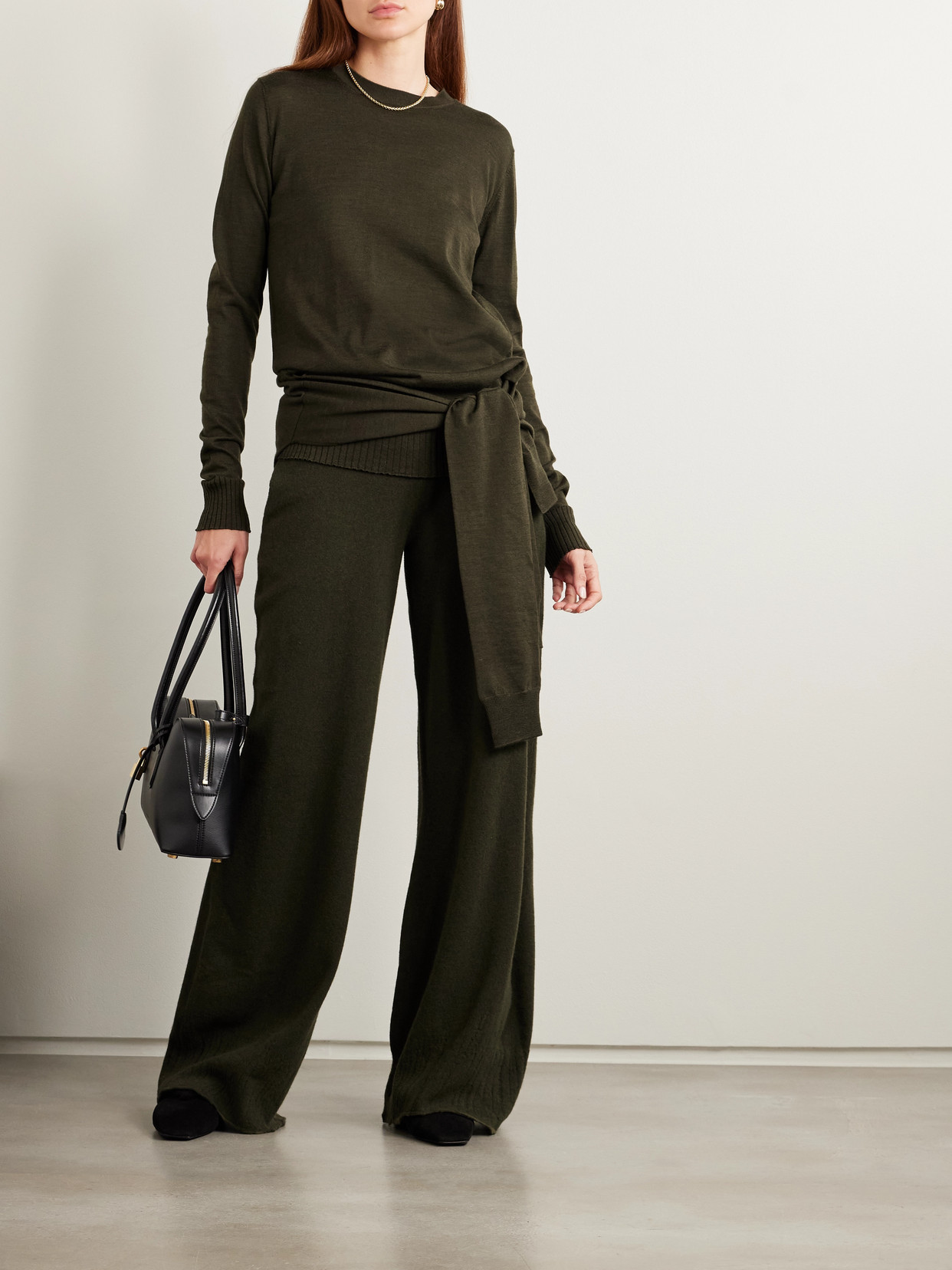 Tie-Front Layered Sweater