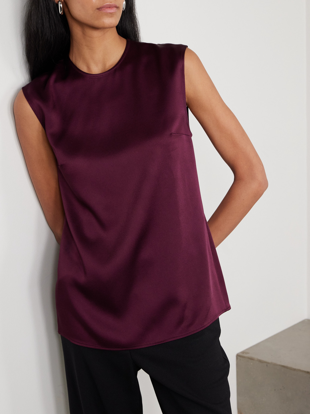 Stella Mccartney Satin Top In Burgundy