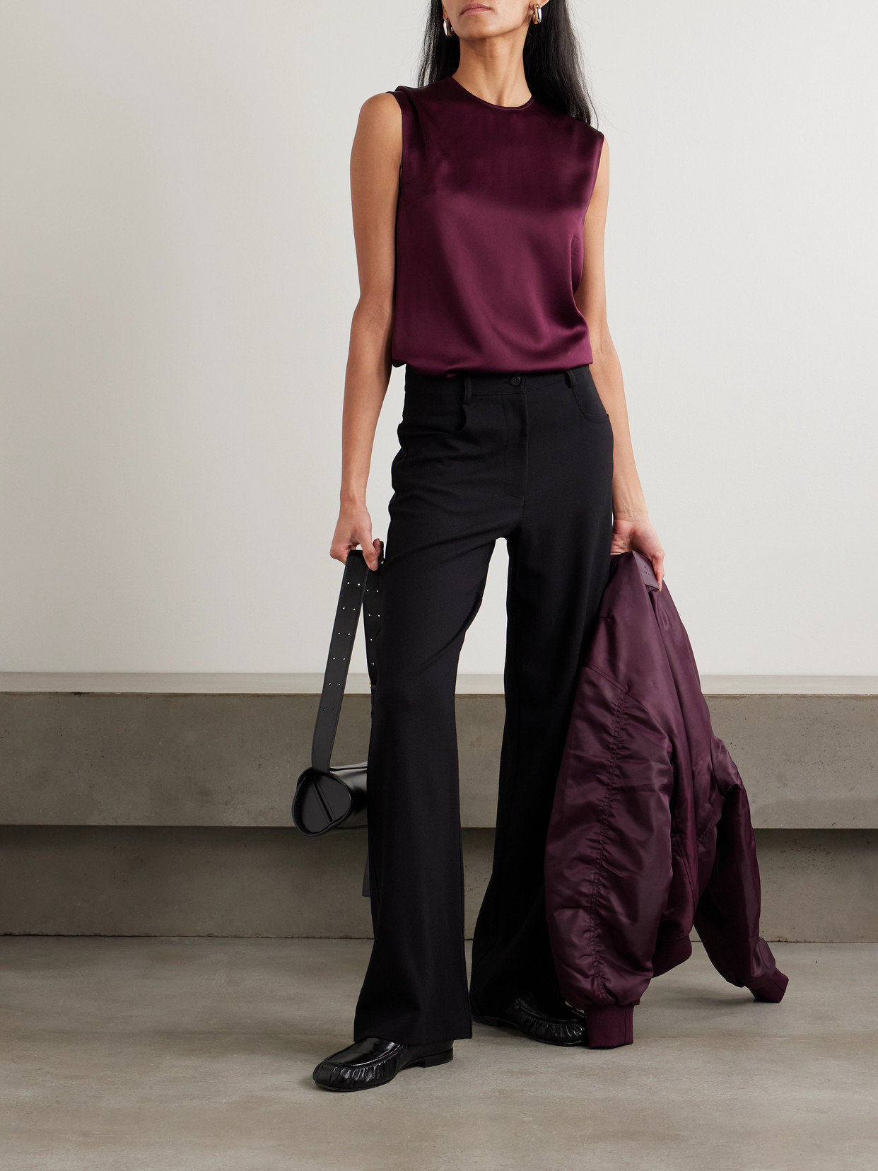 Stella Mccartney Satin Top In Burgundy